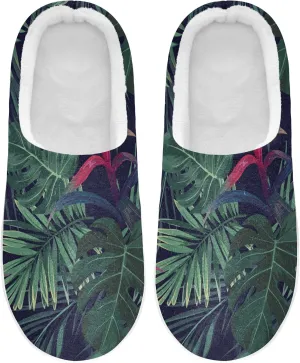 Unisex Memory Foam House Slippers Non-Skid Soft Warm Sole Coral Fleece Slip-on Closed Toe Hand Free Shoes for Bedroom Travel 6-17