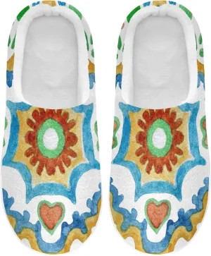 Unisex Memory Foam House Slippers Non-Skid Soft Warm Sole Coral Fleece Slip-on Closed Toe Hand Free Shoes for Bedroom Travel 6-17