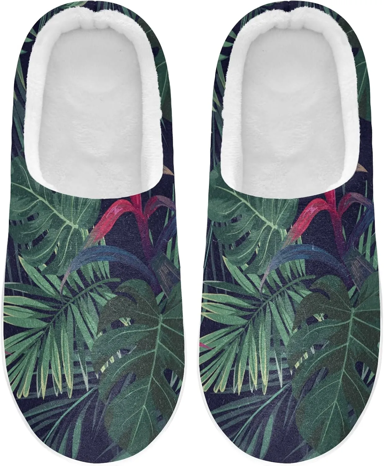 Unisex Memory Foam House Slippers Non-Skid Soft Warm Sole Coral Fleece Slip-on Closed Toe Hand Free Shoes for Bedroom Travel 6-17