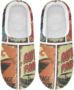 Unisex Memory Foam House Slippers Non-Skid Soft Warm Sole Coral Fleece Slip-on Closed Toe Hand Free Shoes for Bedroom Travel 6-17