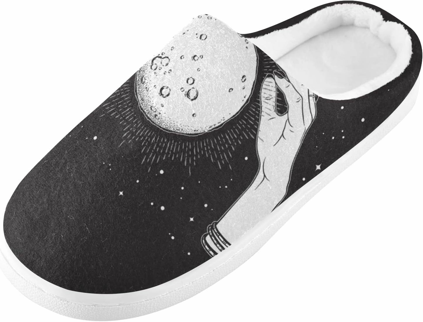 Unisex Memory Foam House Slippers Non-Skid Soft Warm Sole Coral Fleece Slip-on Closed Toe Hand Free Shoes for Bedroom Travel 6-17