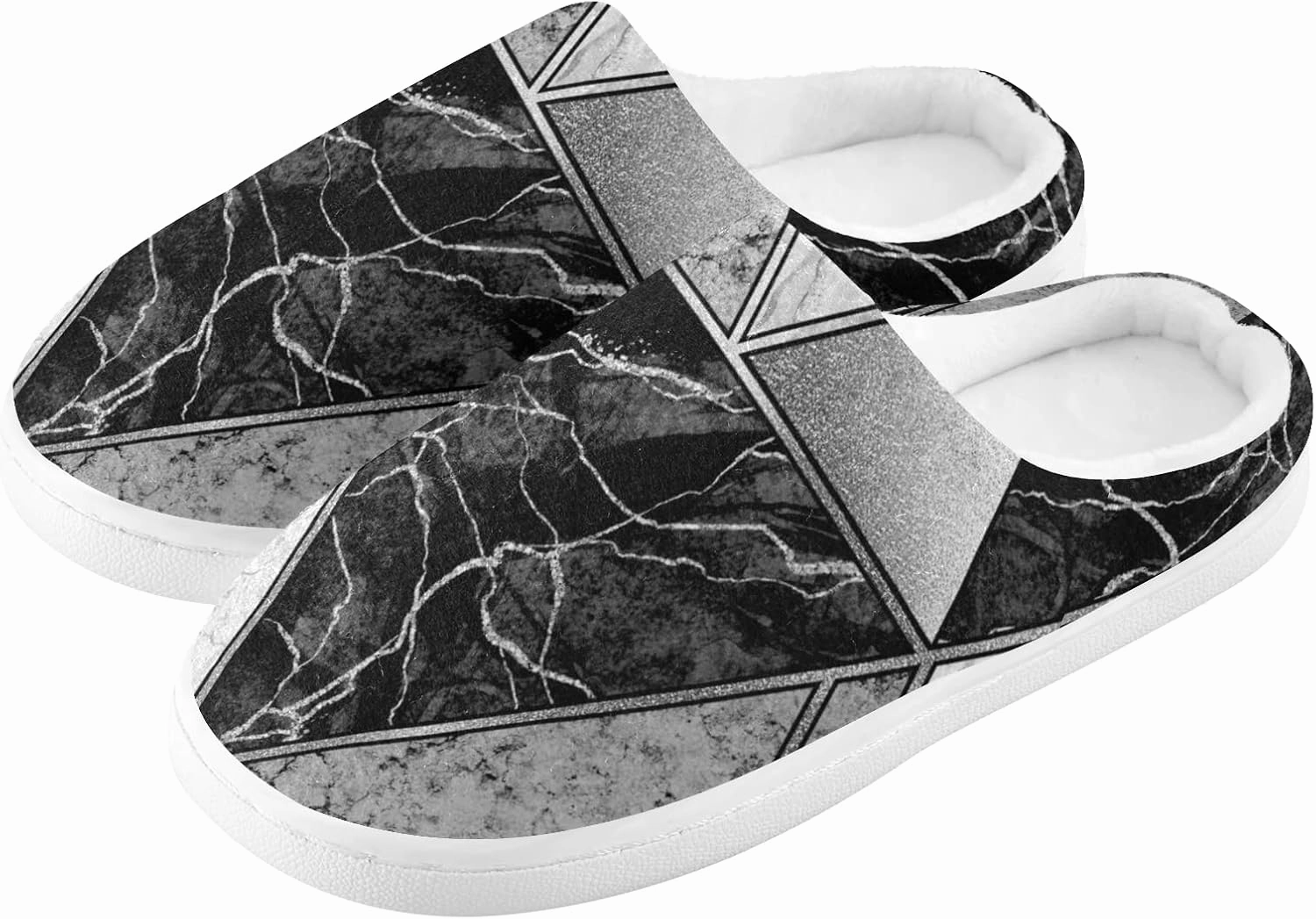 Unisex Memory Foam House Slippers Non-Skid Soft Warm Sole Coral Fleece Slip-on Closed Toe Hand Free Shoes for Bedroom Travel 6-17