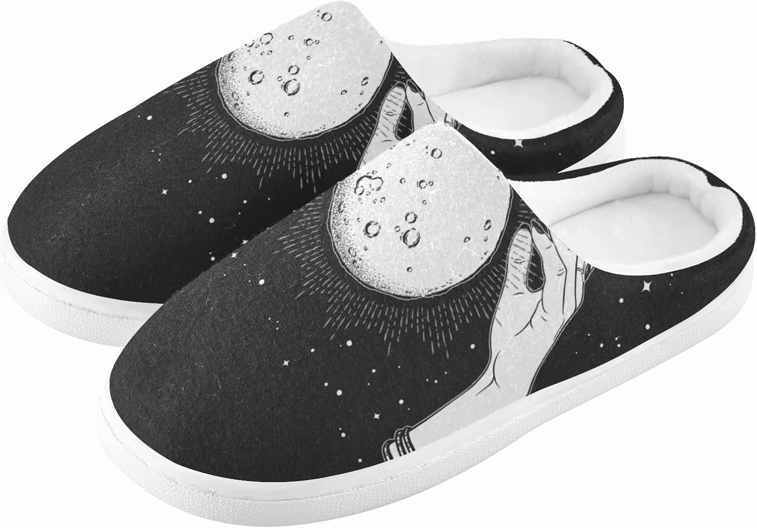 Unisex Memory Foam House Slippers Non-Skid Soft Warm Sole Coral Fleece Slip-on Closed Toe Hand Free Shoes for Bedroom Travel 6-17