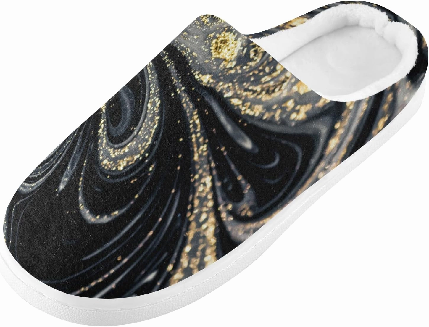 Unisex Memory Foam House Slippers Non-Skid Soft Warm Sole Coral Fleece Slip-on Closed Toe Hand Free Shoes for Bedroom Travel 6-17