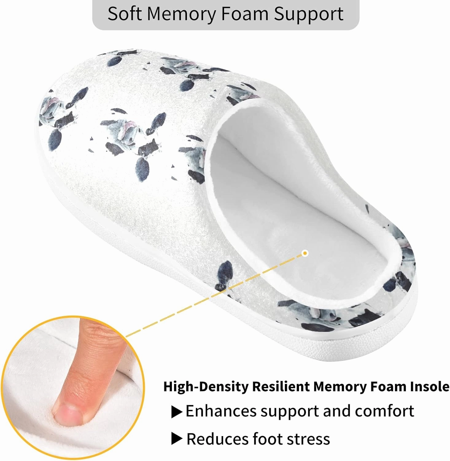 Unisex Memory Foam House Slippers Non-Skid Soft Warm Sole Coral Fleece Slip-on Closed Toe Hand Free Shoes for Bedroom Travel 6-17