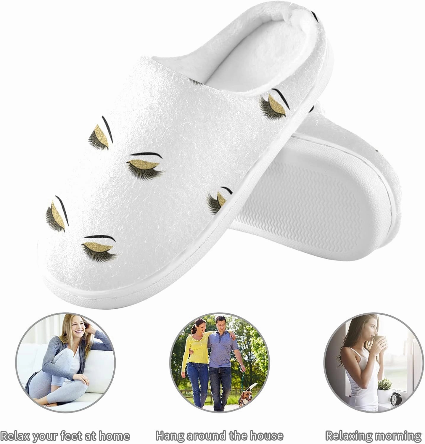 Unisex Memory Foam House Slippers Non-Skid Soft Warm Sole Coral Fleece Slip-on Closed Toe Hand Free Shoes for Bedroom Travel 6-17