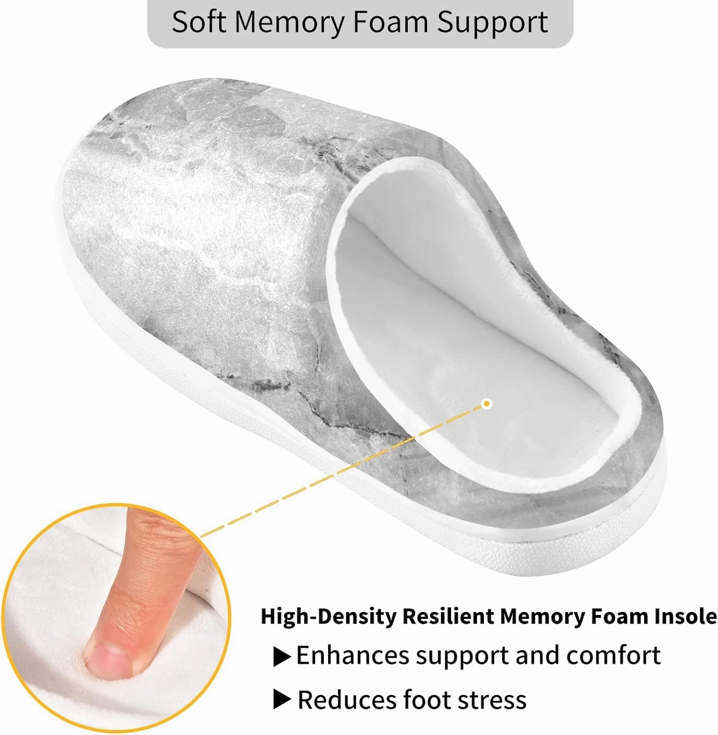Unisex Memory Foam House Slippers Non-Skid Soft Warm Sole Coral Fleece Slip-on Closed Toe Hand Free Shoes for Bedroom Travel 6-17