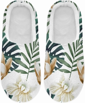 Unisex Memory Foam House Slippers Non-Skid Soft Warm Sole Coral Fleece Slip-on Closed Toe Hand Free Shoes for Bedroom Travel 6-17