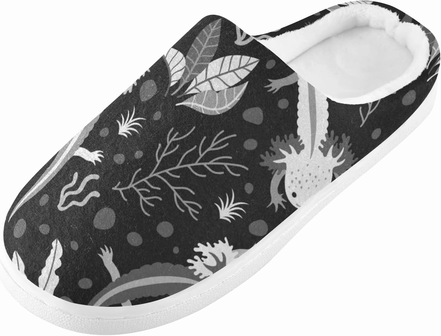 Unisex Memory Foam House Slippers Non-Skid Soft Warm Sole Coral Fleece Slip-on Closed Toe Hand Free Shoes for Bedroom Travel 6-17