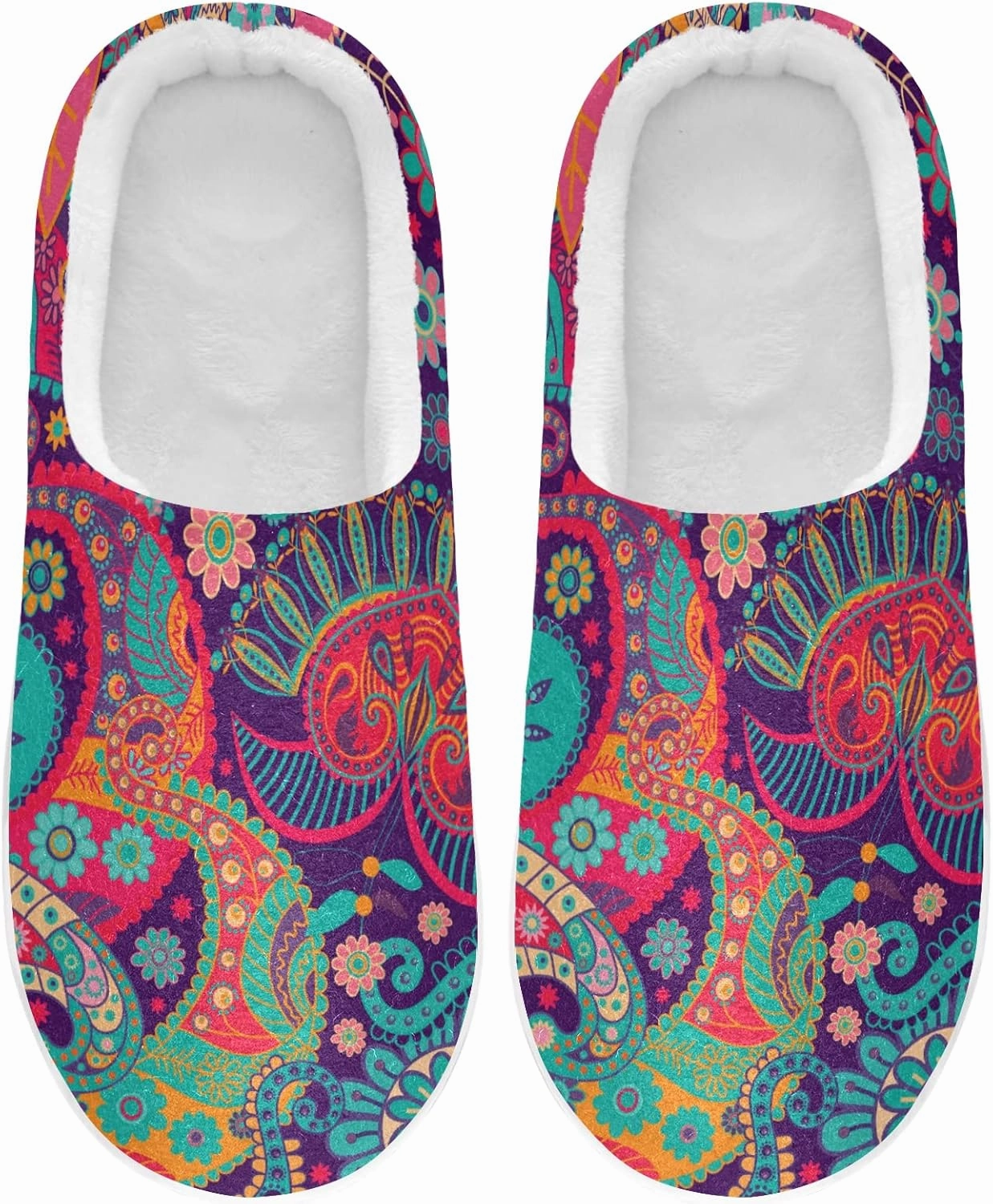 Unisex Memory Foam House Slippers Non-Skid Soft Warm Sole Coral Fleece Slip-on Closed Toe Hand Free Shoes for Bedroom Travel 6-17