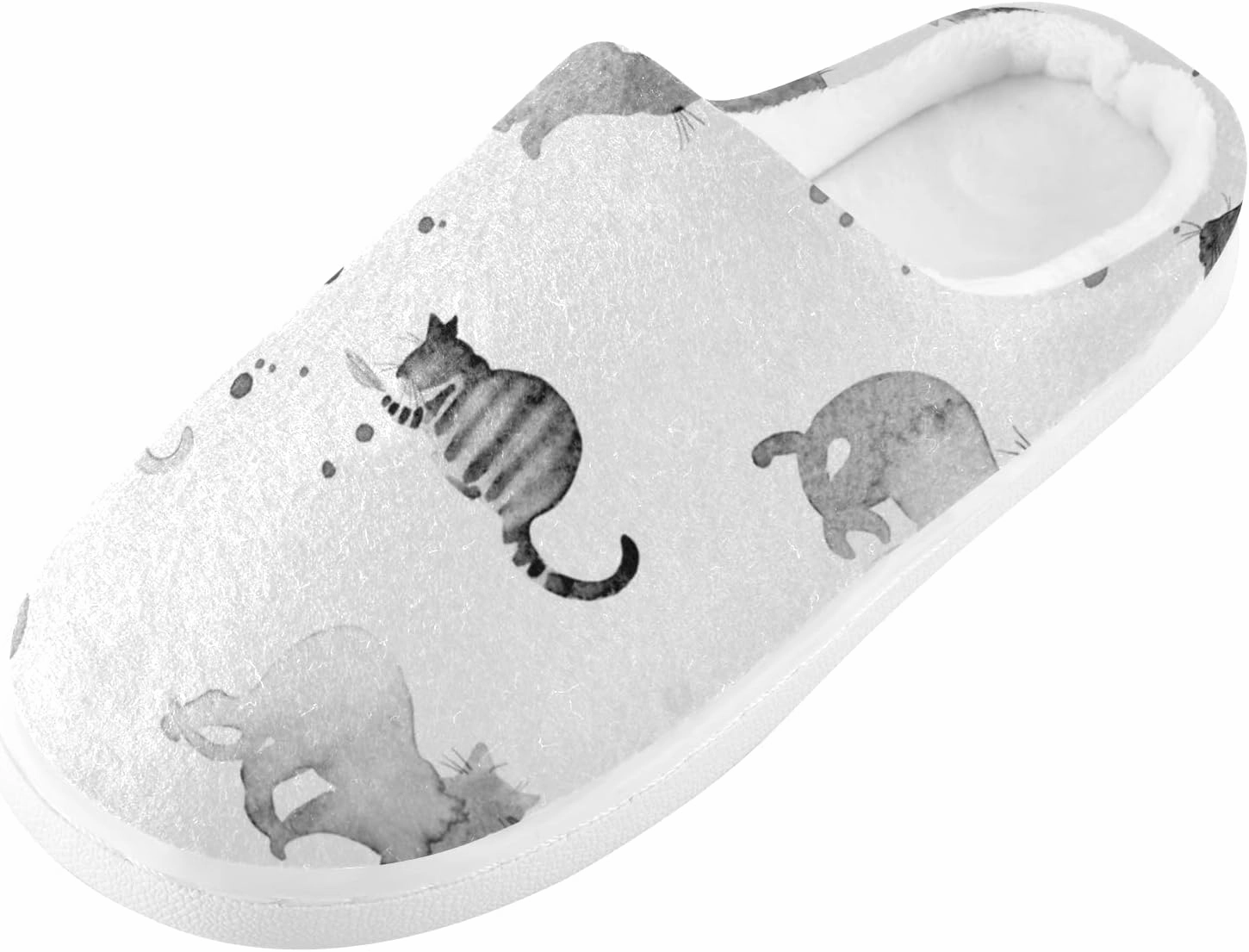 Unisex Memory Foam House Slippers Non-Skid Soft Warm Sole Coral Fleece Slip-on Closed Toe Hand Free Shoes for Bedroom Travel 6-17