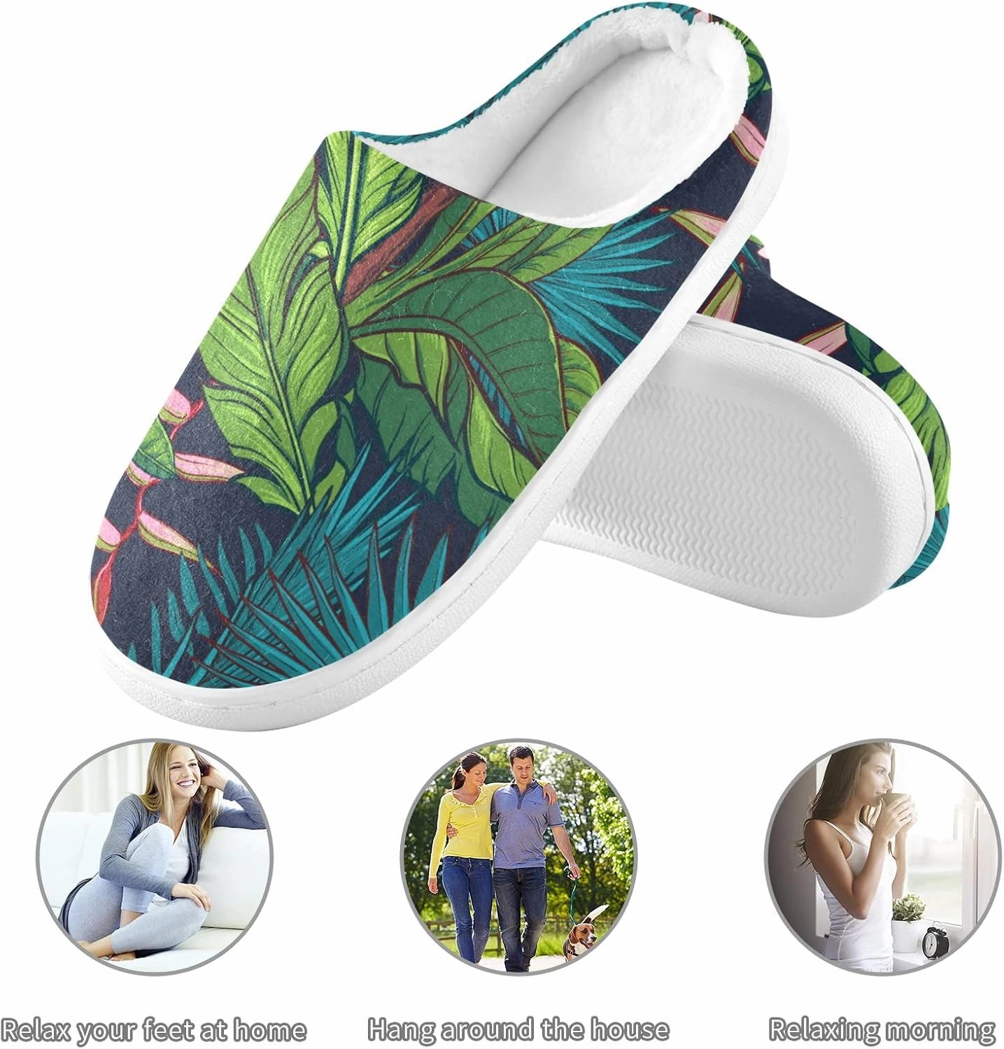 Unisex Memory Foam House Slippers Non-Skid Soft Warm Sole Coral Fleece Slip-on Closed Toe Hand Free Shoes for Bedroom Travel 6-17