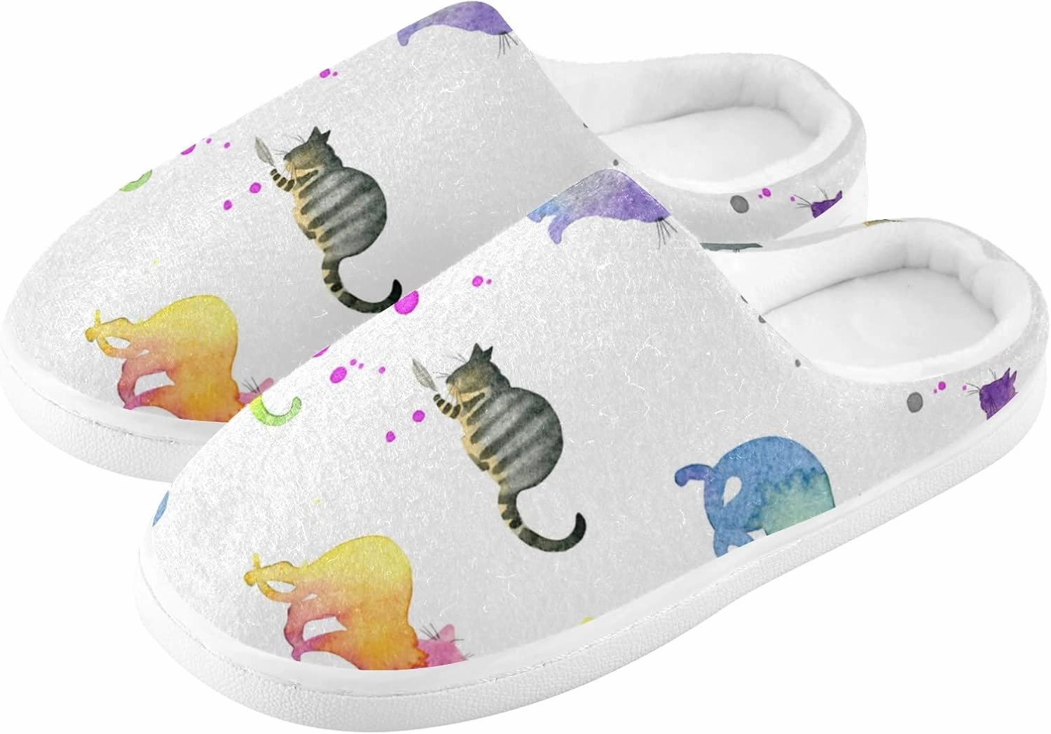 Unisex Memory Foam House Slippers Non-Skid Soft Warm Sole Coral Fleece Slip-on Closed Toe Hand Free Shoes for Bedroom Travel 6-17