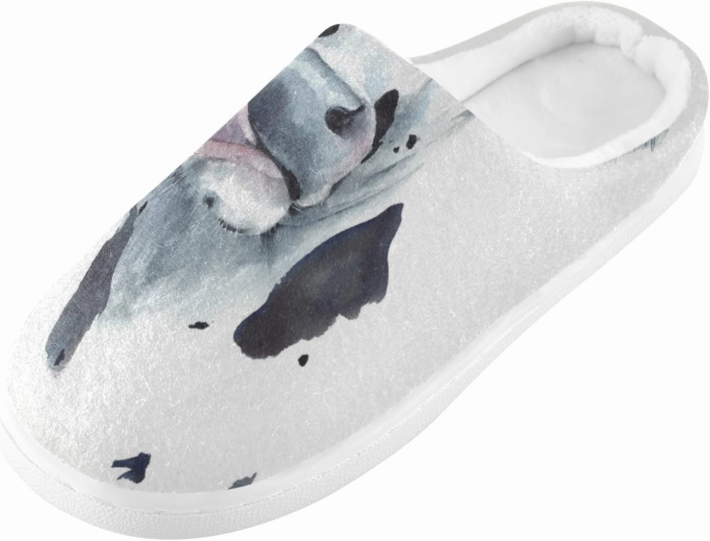 Unisex Memory Foam House Slippers Non-Skid Soft Warm Sole Coral Fleece Slip-on Closed Toe Hand Free Shoes for Bedroom Travel 6-17