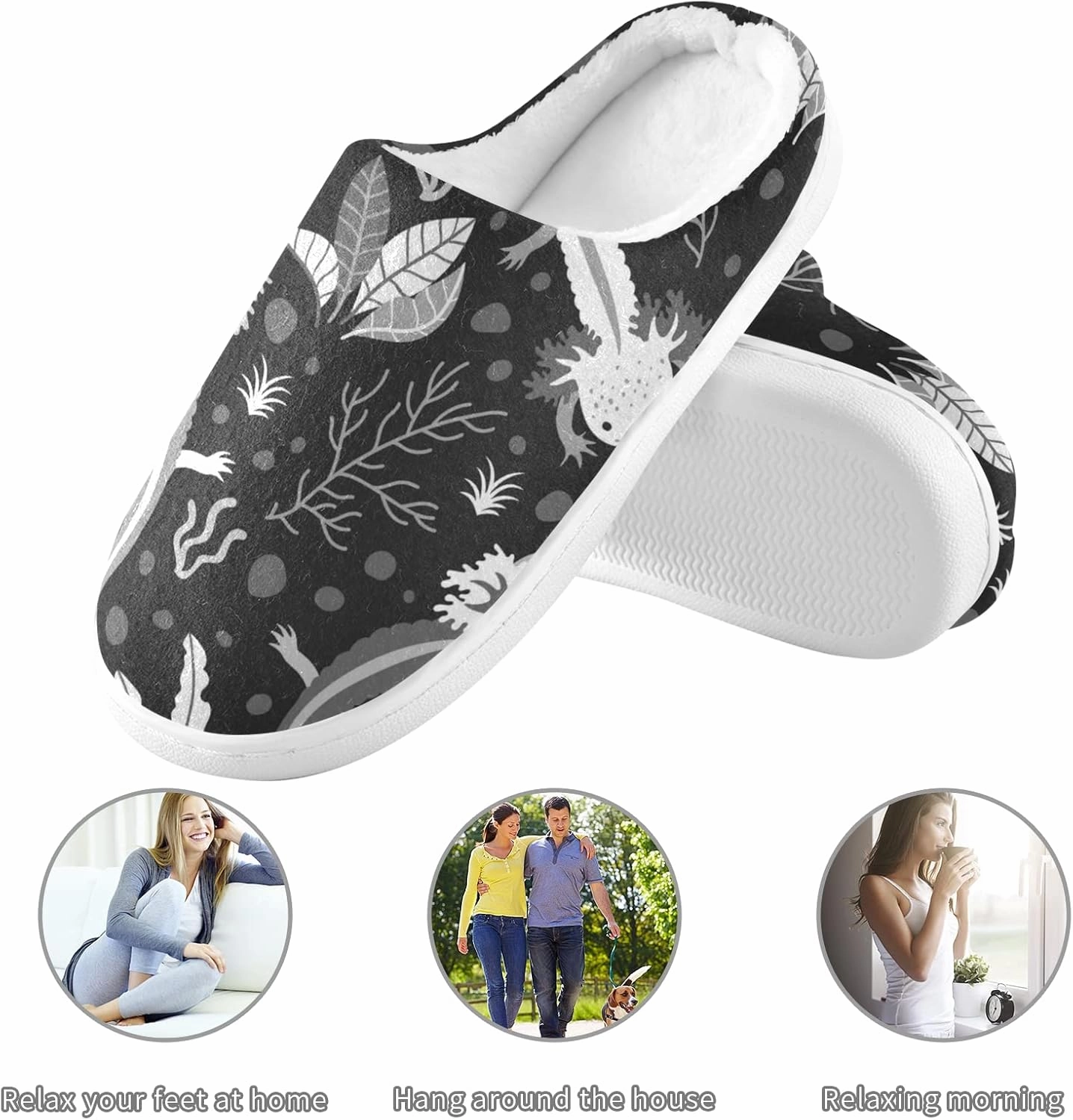 Unisex Memory Foam House Slippers Non-Skid Soft Warm Sole Coral Fleece Slip-on Closed Toe Hand Free Shoes for Bedroom Travel 6-17