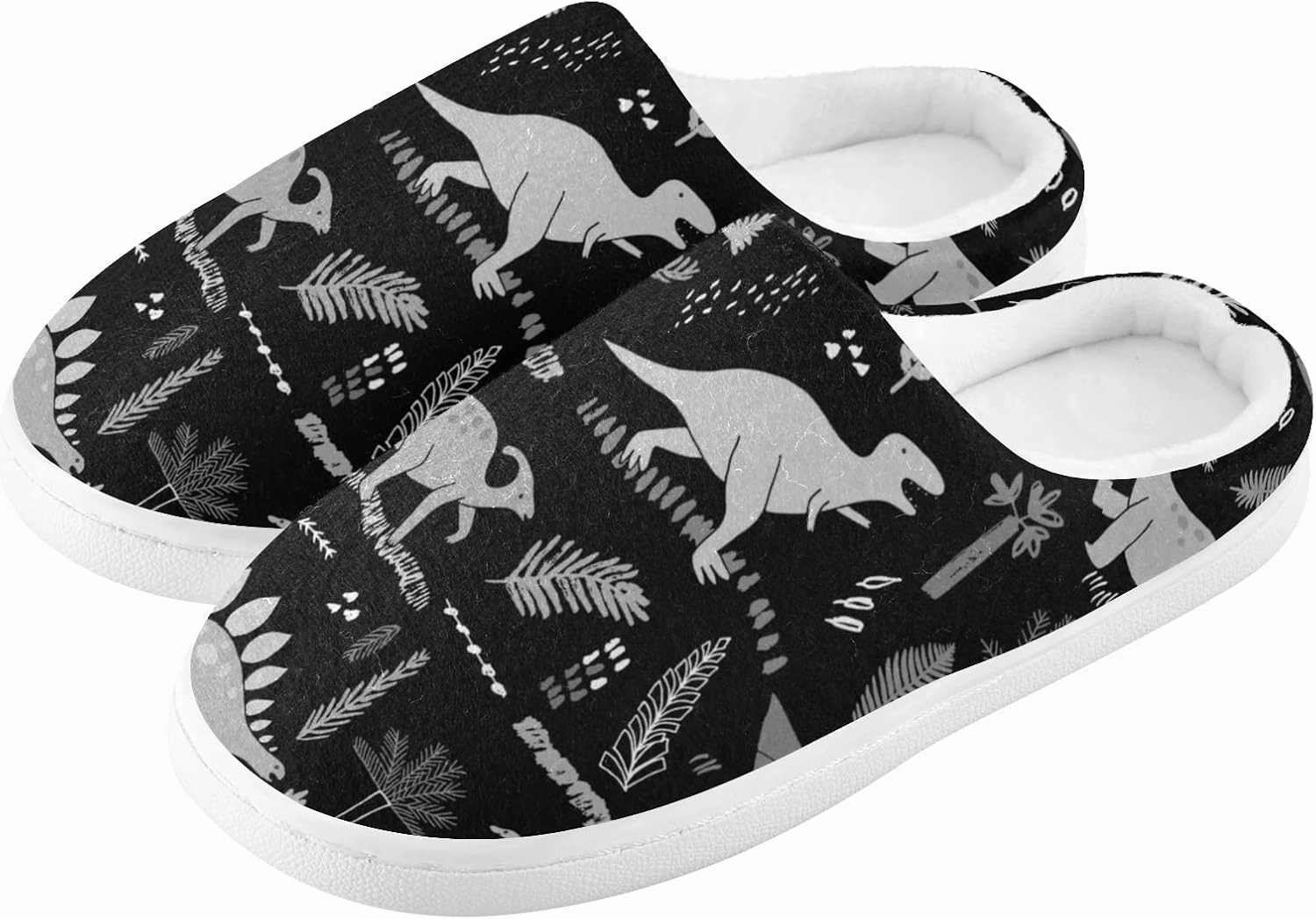Unisex Memory Foam House Slippers Non-Skid Soft Warm Sole Coral Fleece Slip-on Closed Toe Hand Free Shoes for Bedroom Travel 6-17