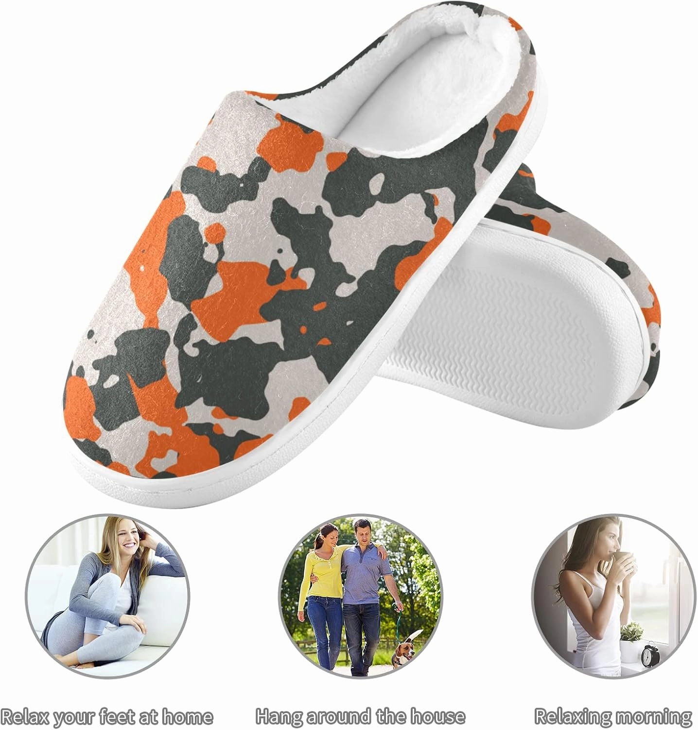Unisex Memory Foam House Slippers Non-Skid Soft Warm Sole Coral Fleece Slip-on Closed Toe Hand Free Shoes for Bedroom Travel 6-17