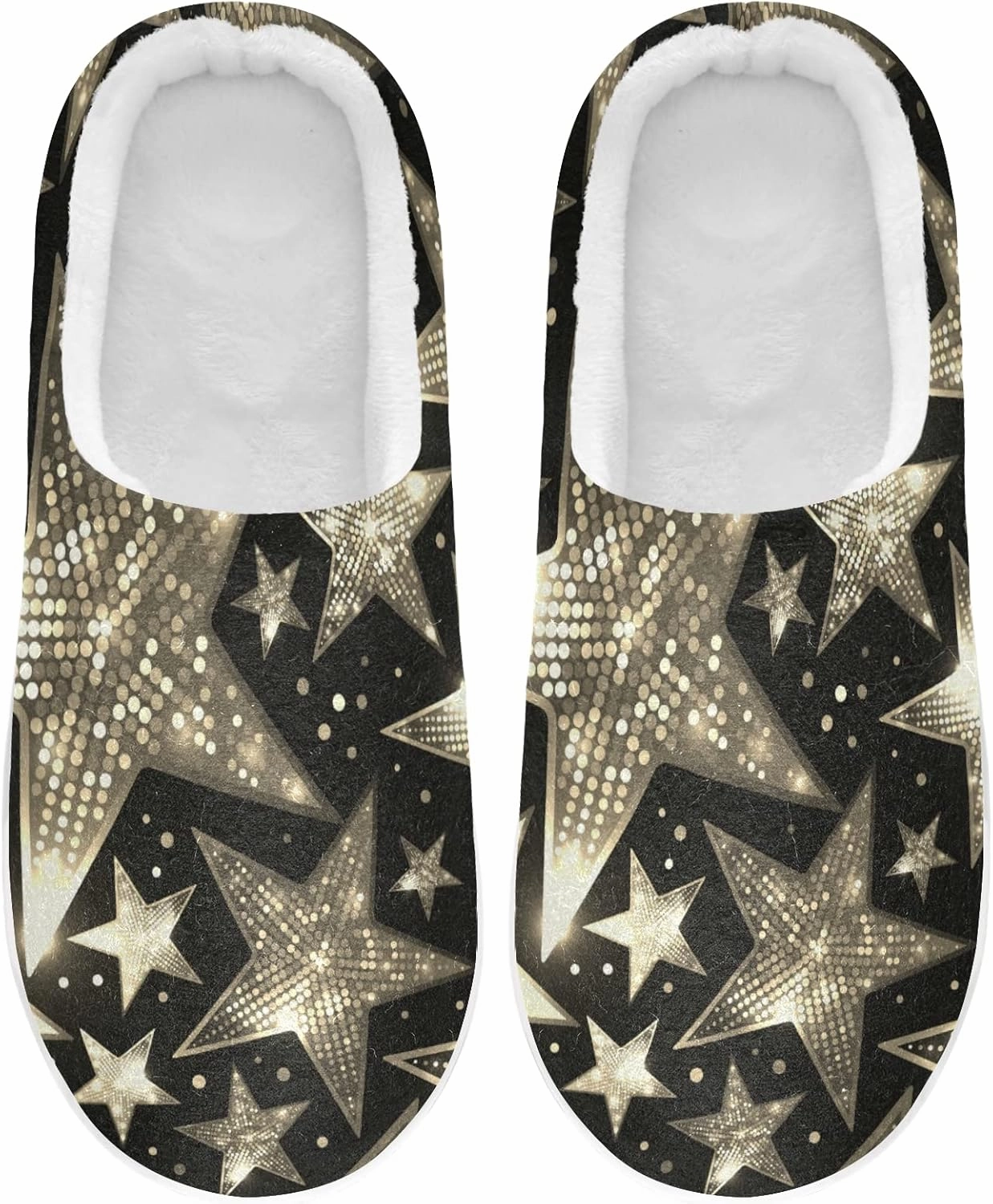 Unisex Memory Foam House Slippers Non-Skid Soft Warm Sole Coral Fleece Slip-on Closed Toe Hand Free Shoes for Bedroom Travel 6-17