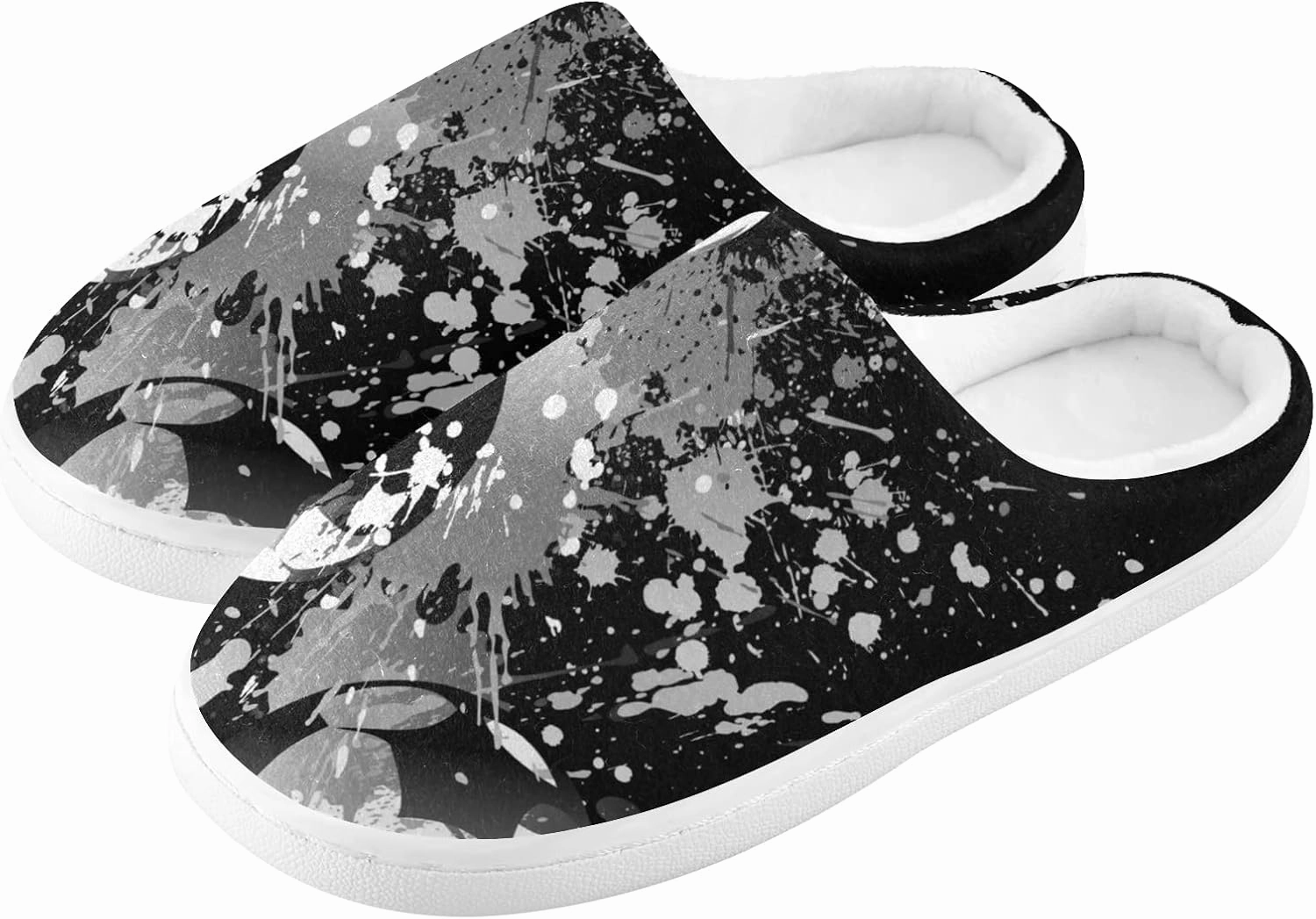 Unisex Memory Foam House Slippers Non-Skid Soft Warm Sole Coral Fleece Slip-on Closed Toe Hand Free Shoes for Bedroom Travel 6-17