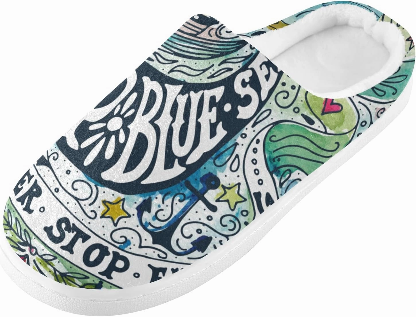 Unisex Memory Foam House Slippers Non-Skid Soft Warm Sole Coral Fleece Slip-on Closed Toe Hand Free Shoes for Bedroom Travel 6-17