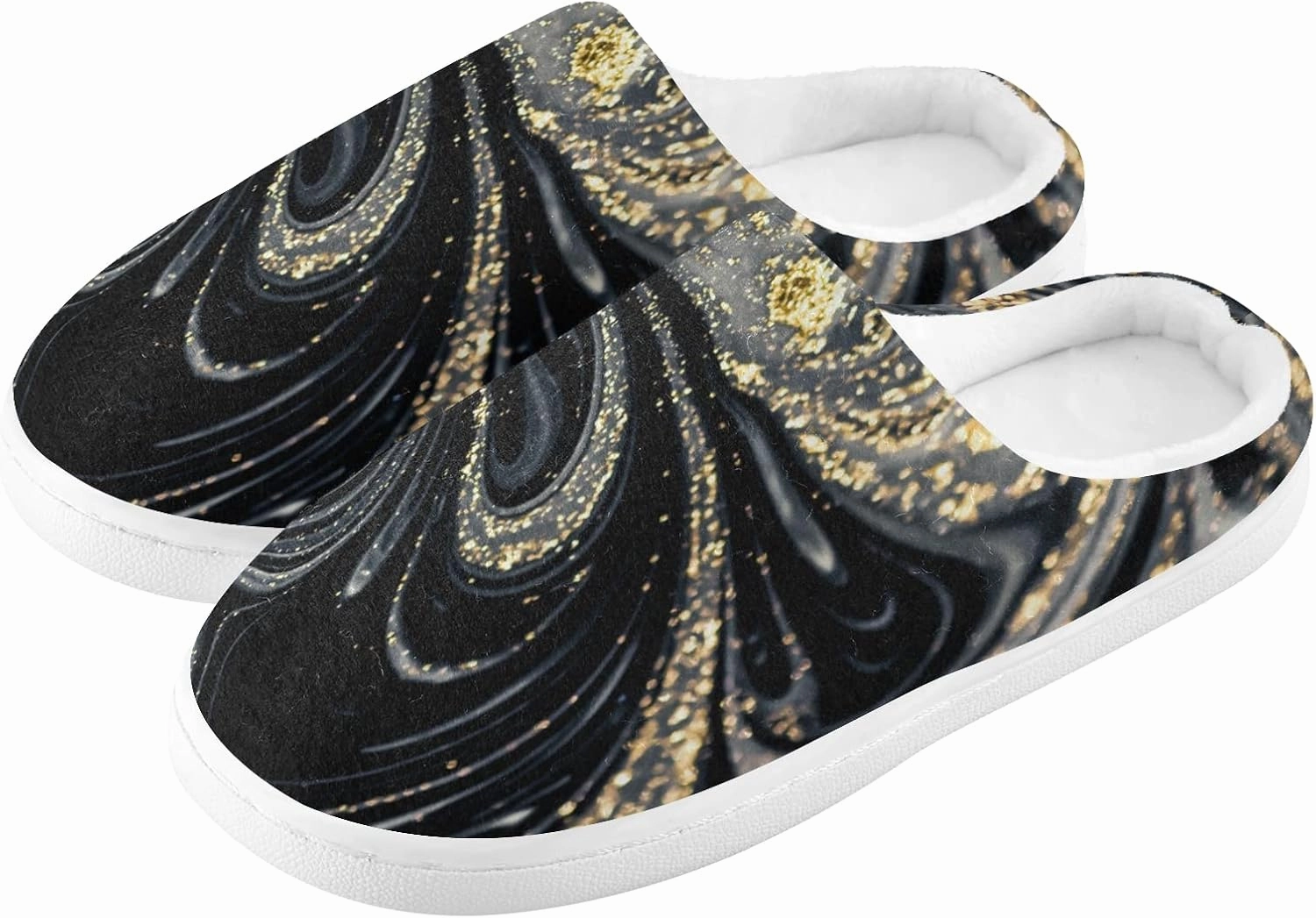 Unisex Memory Foam House Slippers Non-Skid Soft Warm Sole Coral Fleece Slip-on Closed Toe Hand Free Shoes for Bedroom Travel 6-17