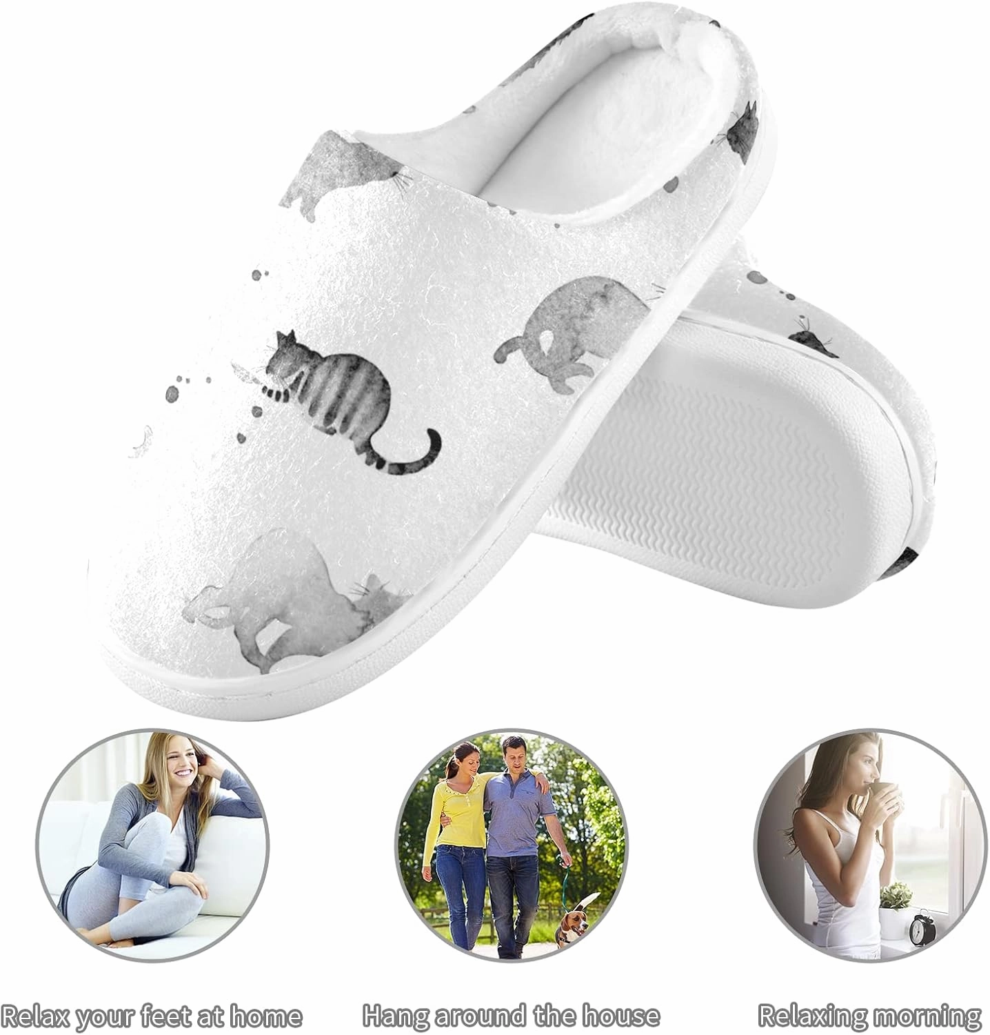 Unisex Memory Foam House Slippers Non-Skid Soft Warm Sole Coral Fleece Slip-on Closed Toe Hand Free Shoes for Bedroom Travel 6-17