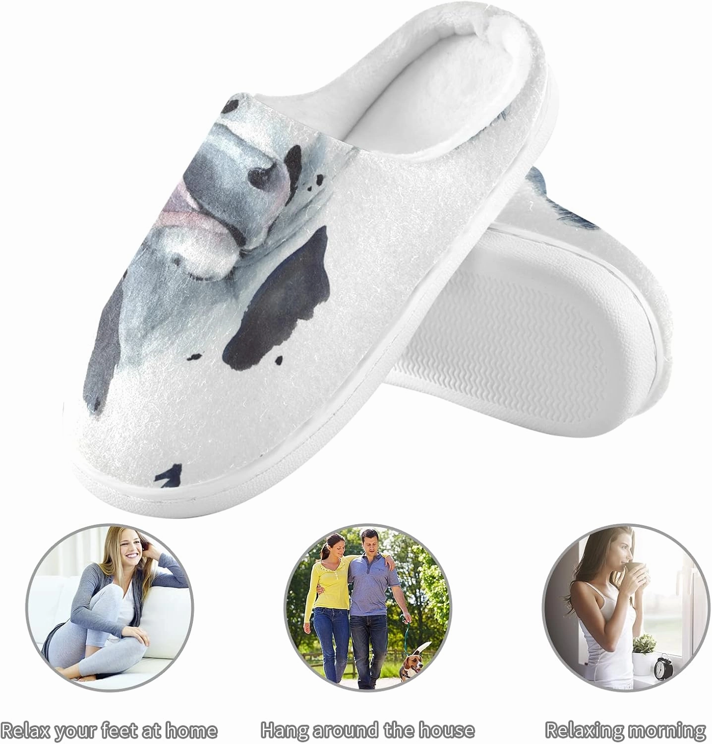 Unisex Memory Foam House Slippers Non-Skid Soft Warm Sole Coral Fleece Slip-on Closed Toe Hand Free Shoes for Bedroom Travel 6-17