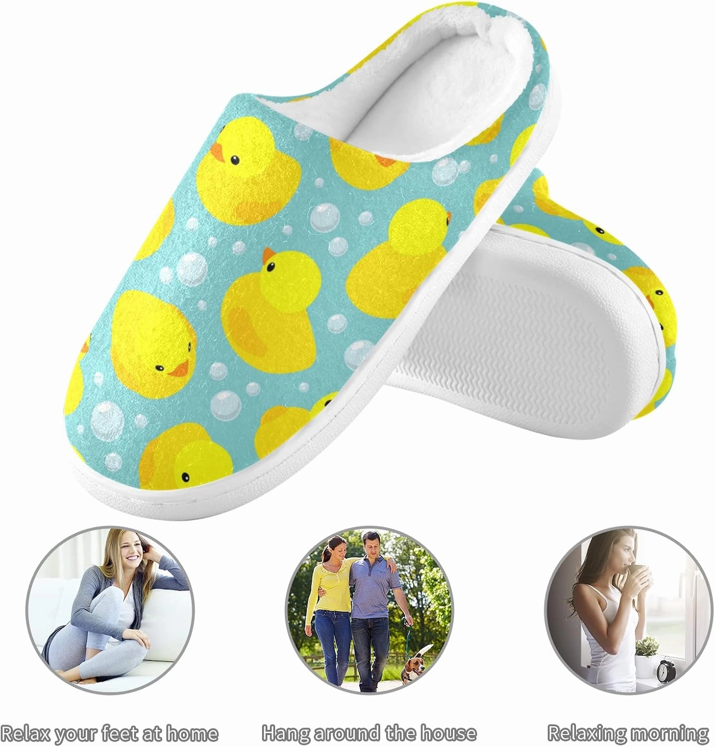 Unisex Memory Foam House Slippers Non-Skid Soft Warm Sole Coral Fleece Slip-on Closed Toe Hand Free Shoes for Bedroom Travel 6-17
