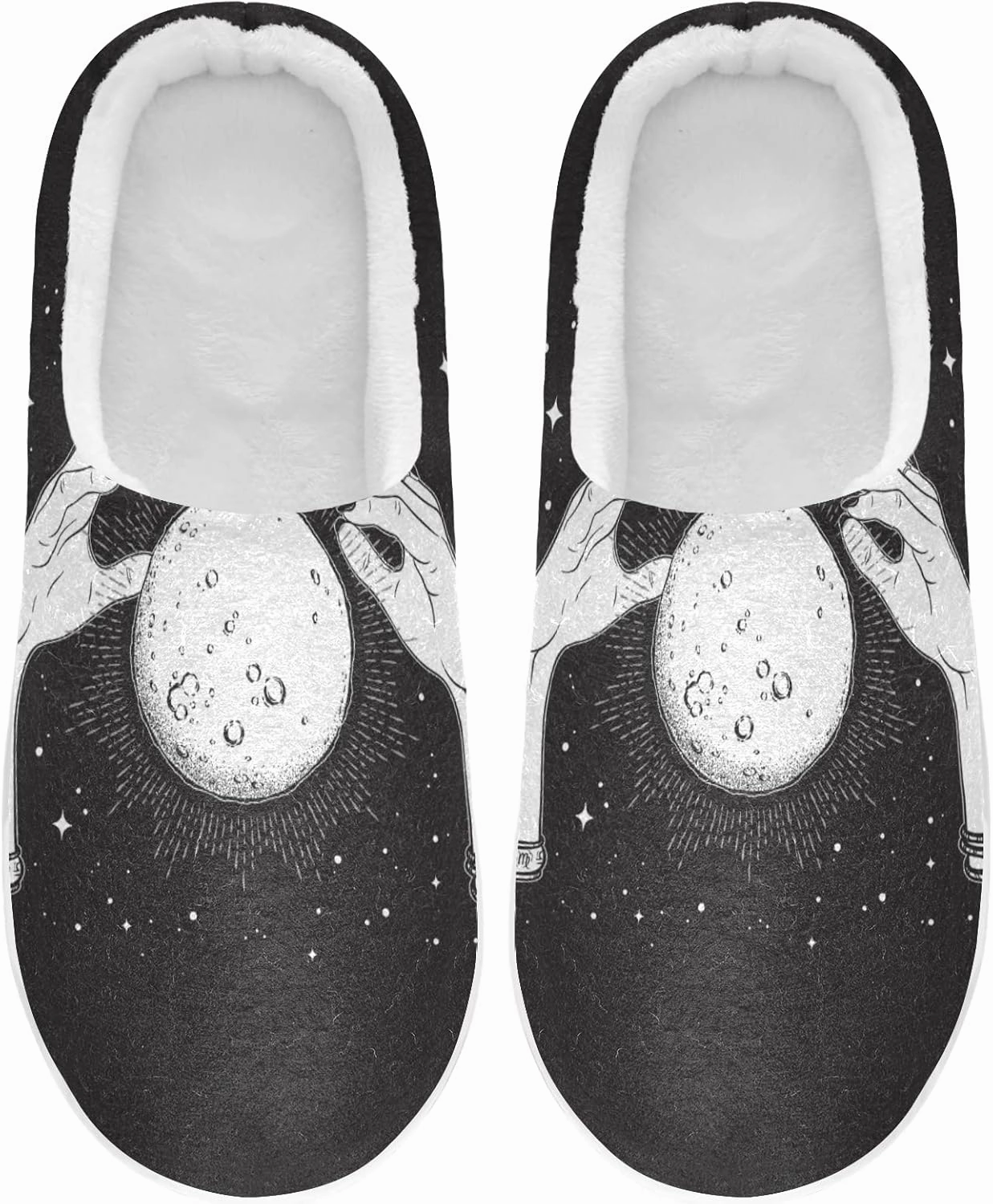 Unisex Memory Foam House Slippers Non-Skid Soft Warm Sole Coral Fleece Slip-on Closed Toe Hand Free Shoes for Bedroom Travel 6-17