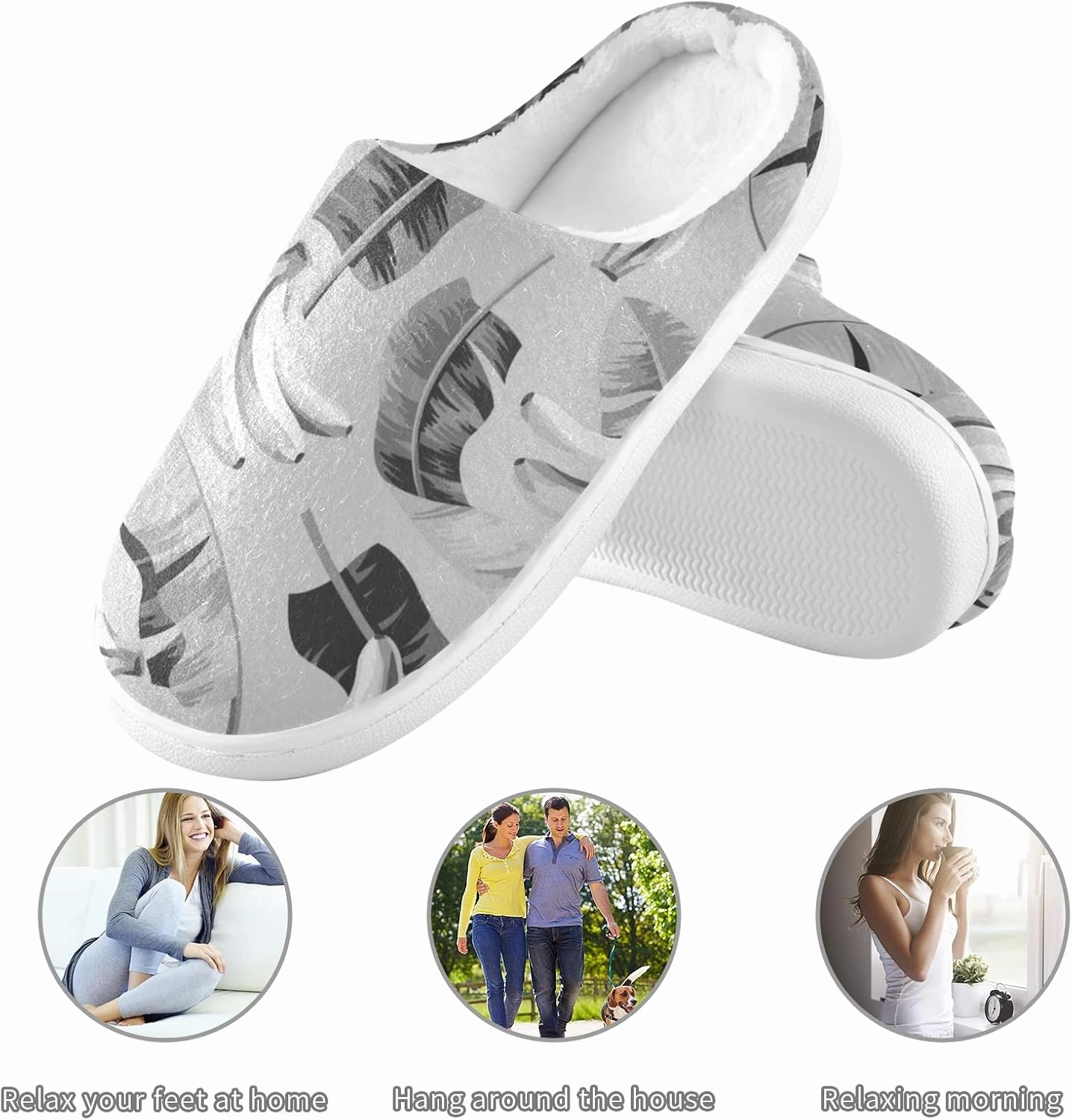 Unisex Memory Foam House Slippers Non-Skid Soft Warm Sole Coral Fleece Slip-on Closed Toe Hand Free Shoes for Bedroom Travel 6-17