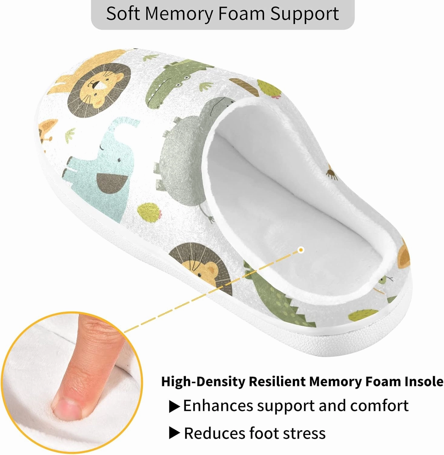 Unisex Memory Foam House Slippers Non-Skid Soft Warm Sole Coral Fleece Slip-on Closed Toe Hand Free Shoes for Bedroom Travel 6-17