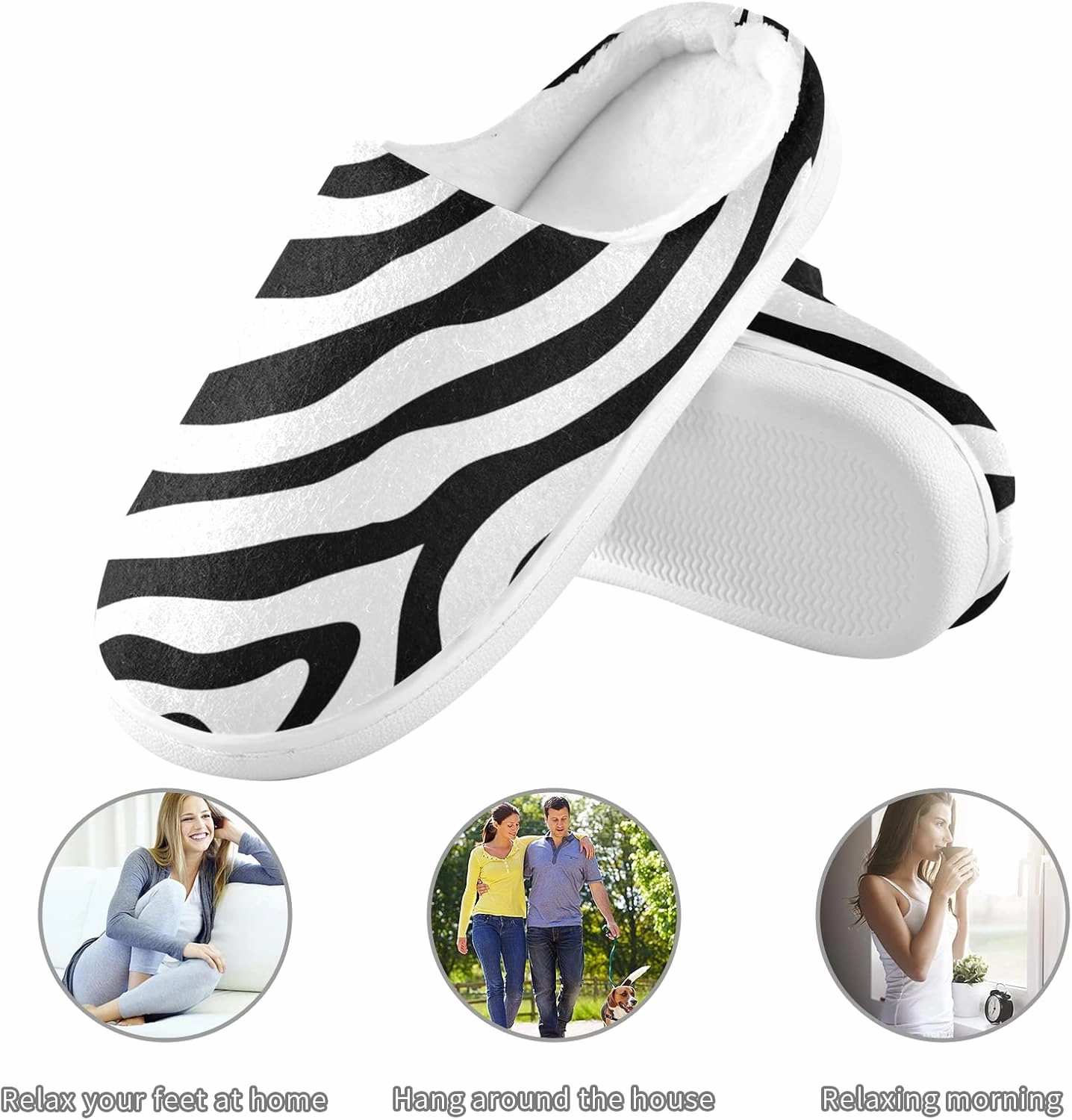 Unisex Memory Foam House Slippers Non-Skid Soft Warm Sole Coral Fleece Slip-on Closed Toe Hand Free Shoes for Bedroom Travel 6-17