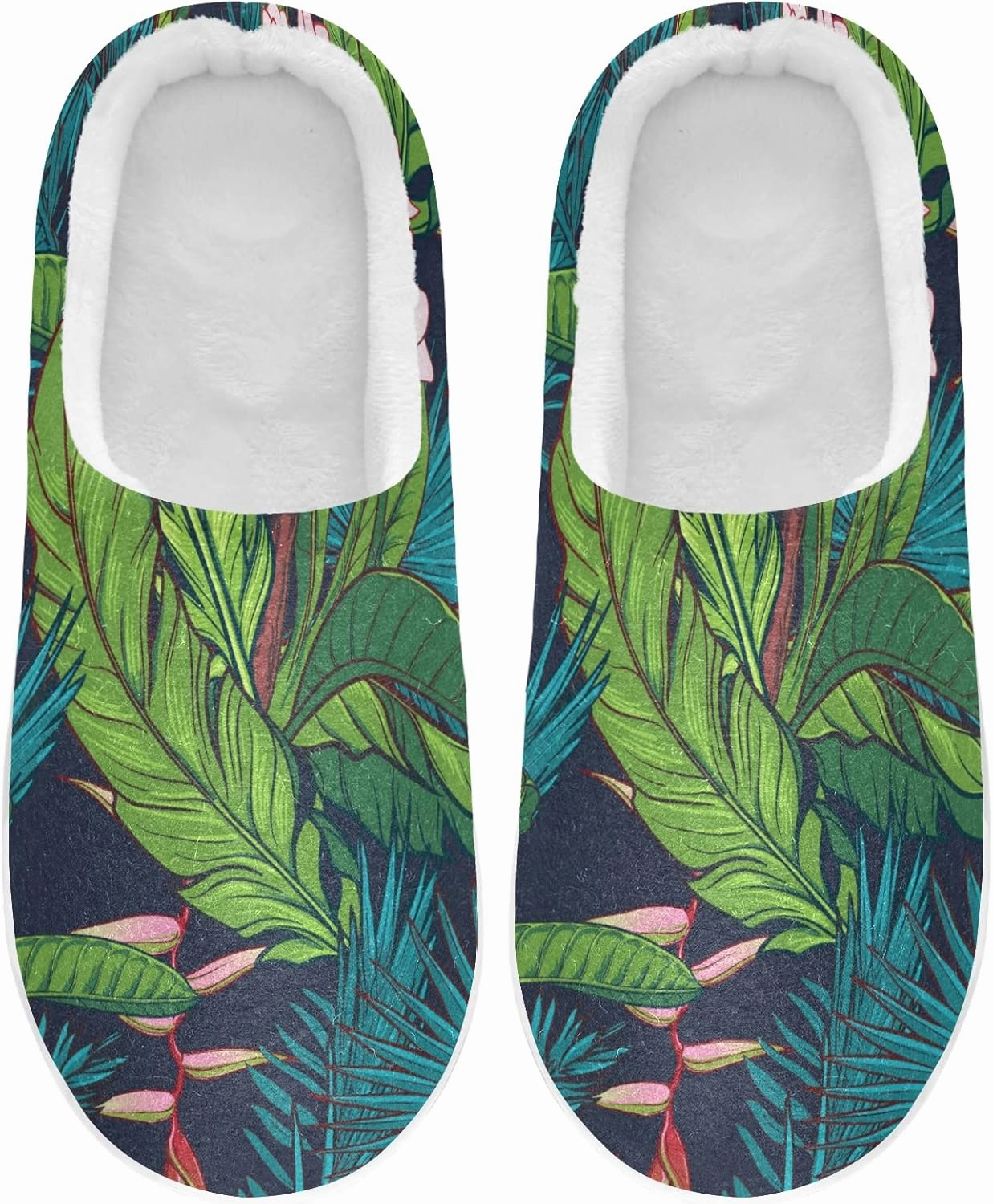 Unisex Memory Foam House Slippers Non-Skid Soft Warm Sole Coral Fleece Slip-on Closed Toe Hand Free Shoes for Bedroom Travel 6-17