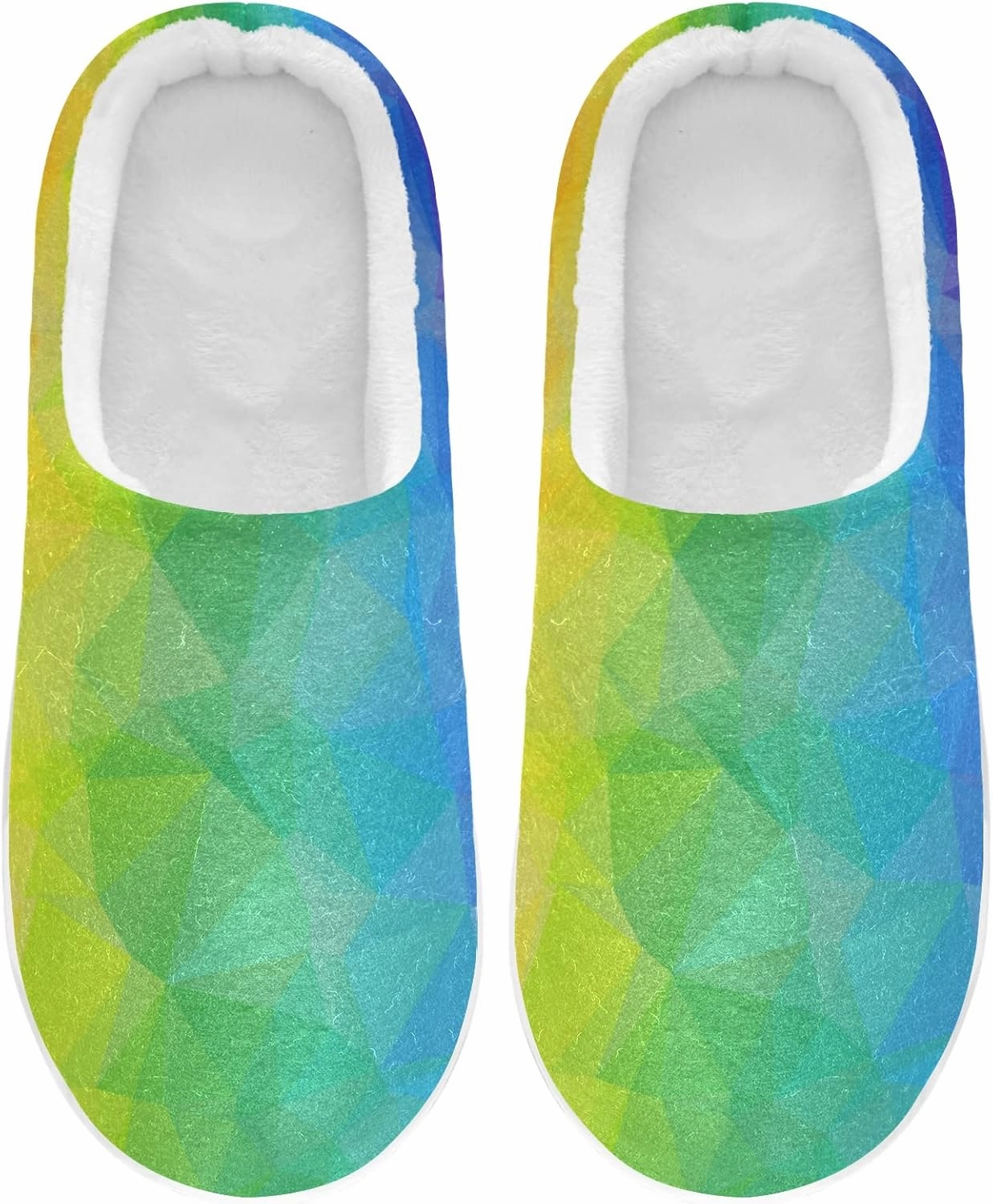 Unisex Memory Foam House Slippers Non-Skid Soft Warm Sole Coral Fleece Slip-on Closed Toe Hand Free Shoes for Bedroom Travel 6-17
