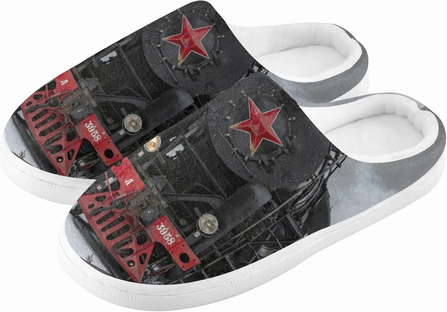 Unisex Memory Foam House Slippers Non-Skid Soft Warm Sole Coral Fleece Slip-on Closed Toe Hand Free Shoes for Bedroom Travel 6-17