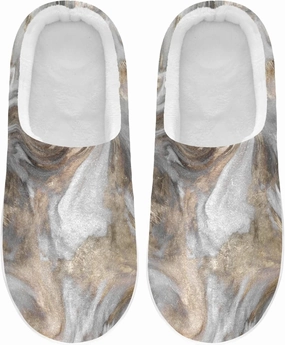 Unisex Memory Foam House Slippers Non-Skid Soft Warm Sole Coral Fleece Slip-on Closed Toe Hand Free Shoes for Bedroom Travel 6-17