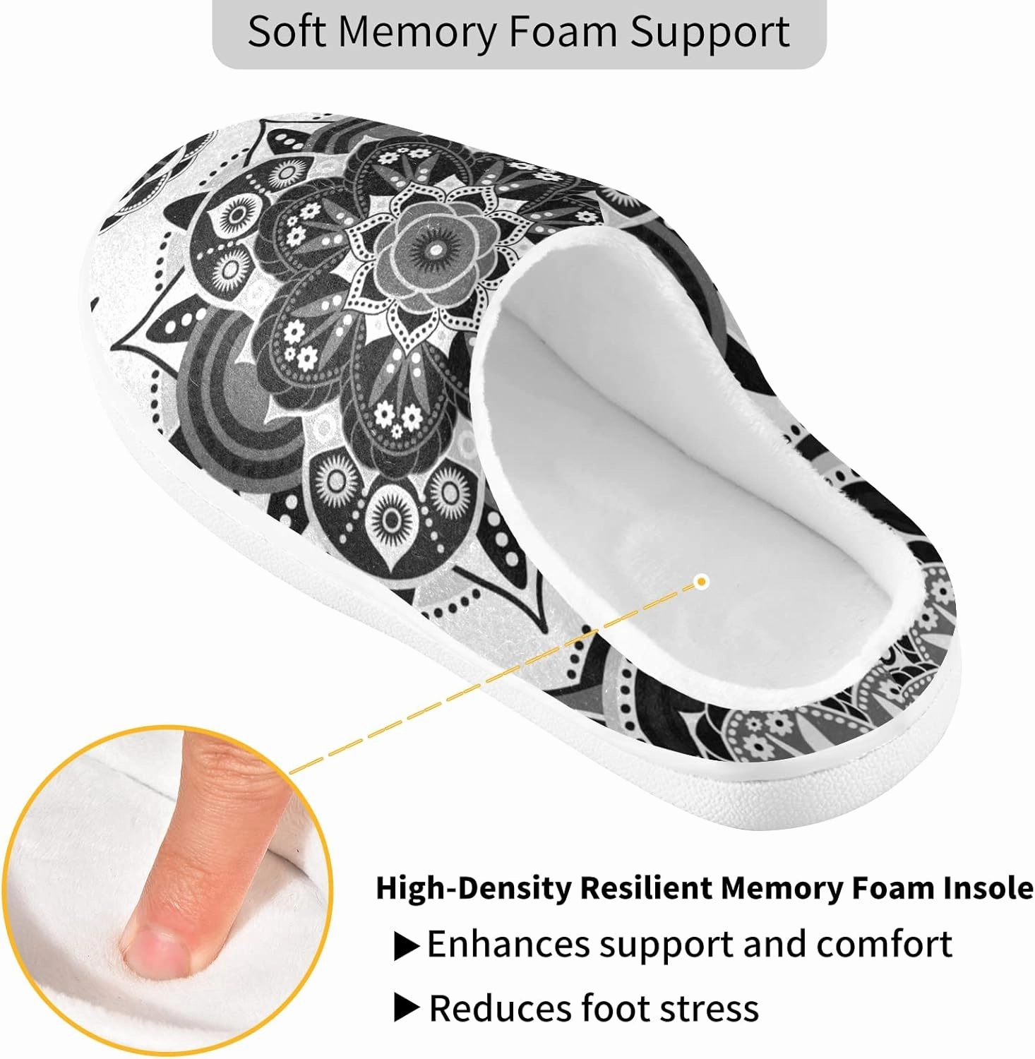 Unisex Memory Foam House Slippers Non-Skid Soft Warm Sole Coral Fleece Slip-on Closed Toe Hand Free Shoes for Bedroom Travel 6-17