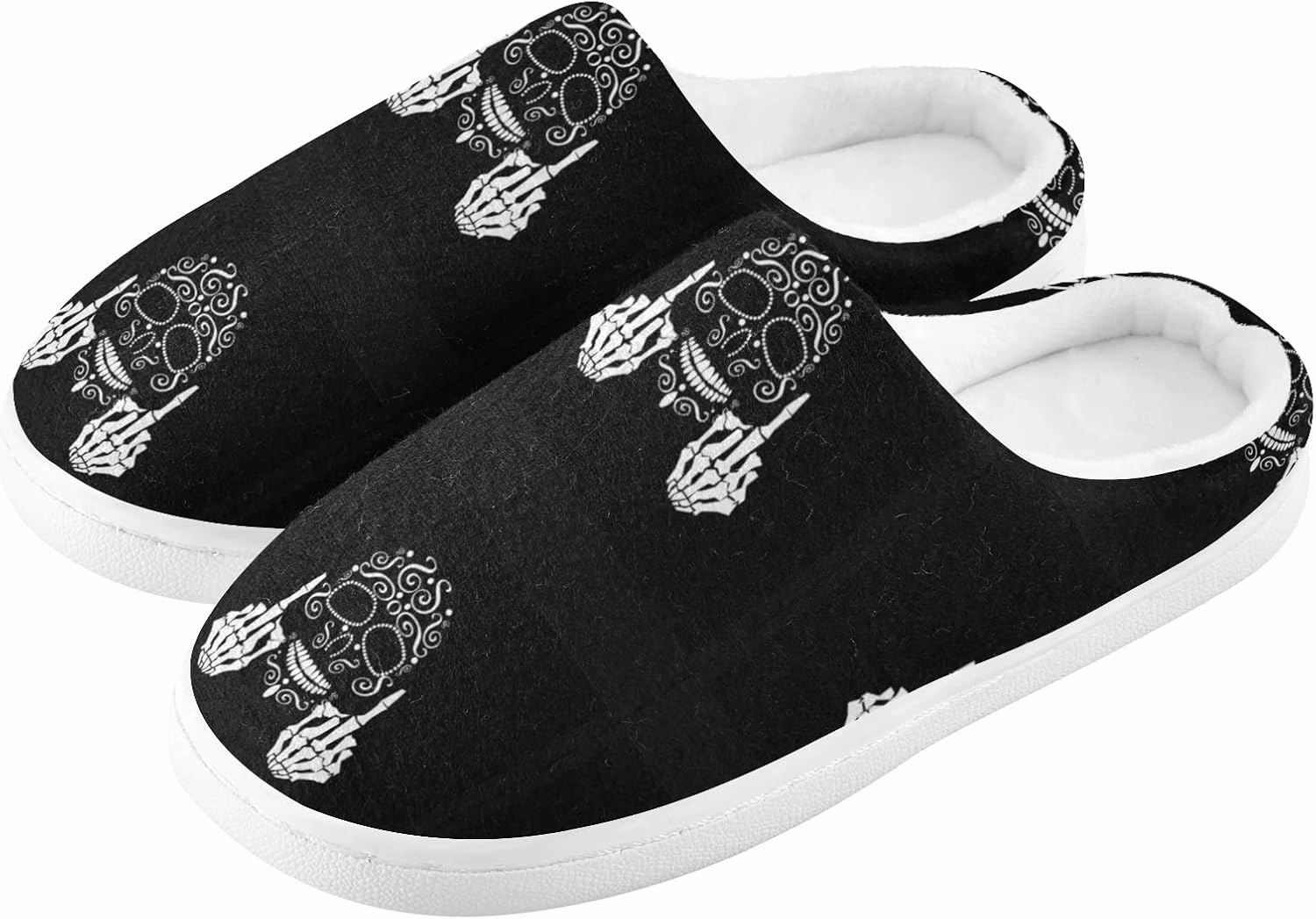 Unisex Memory Foam House Slippers Non-Skid Soft Warm Sole Coral Fleece Slip-on Closed Toe Hand Free Shoes for Bedroom Travel 6-17