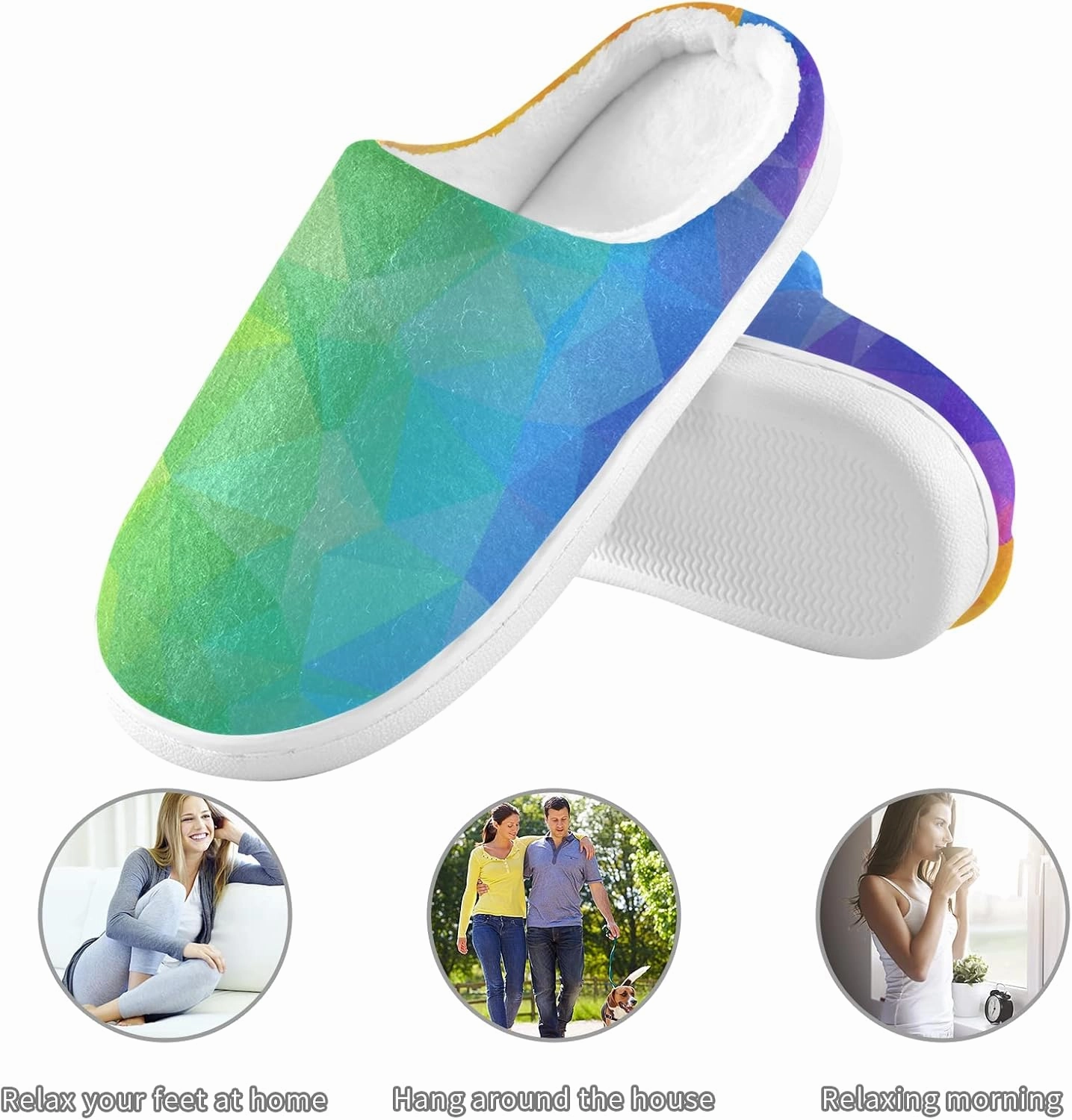 Unisex Memory Foam House Slippers Non-Skid Soft Warm Sole Coral Fleece Slip-on Closed Toe Hand Free Shoes for Bedroom Travel 6-17