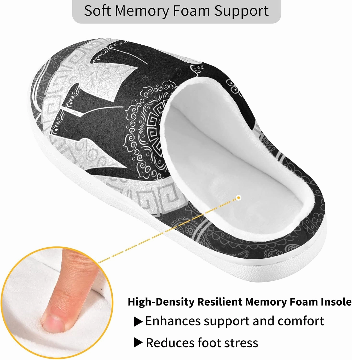 Unisex Memory Foam House Slippers Non-Skid Soft Warm Sole Coral Fleece Slip-on Closed Toe Hand Free Shoes for Bedroom Travel 6-17