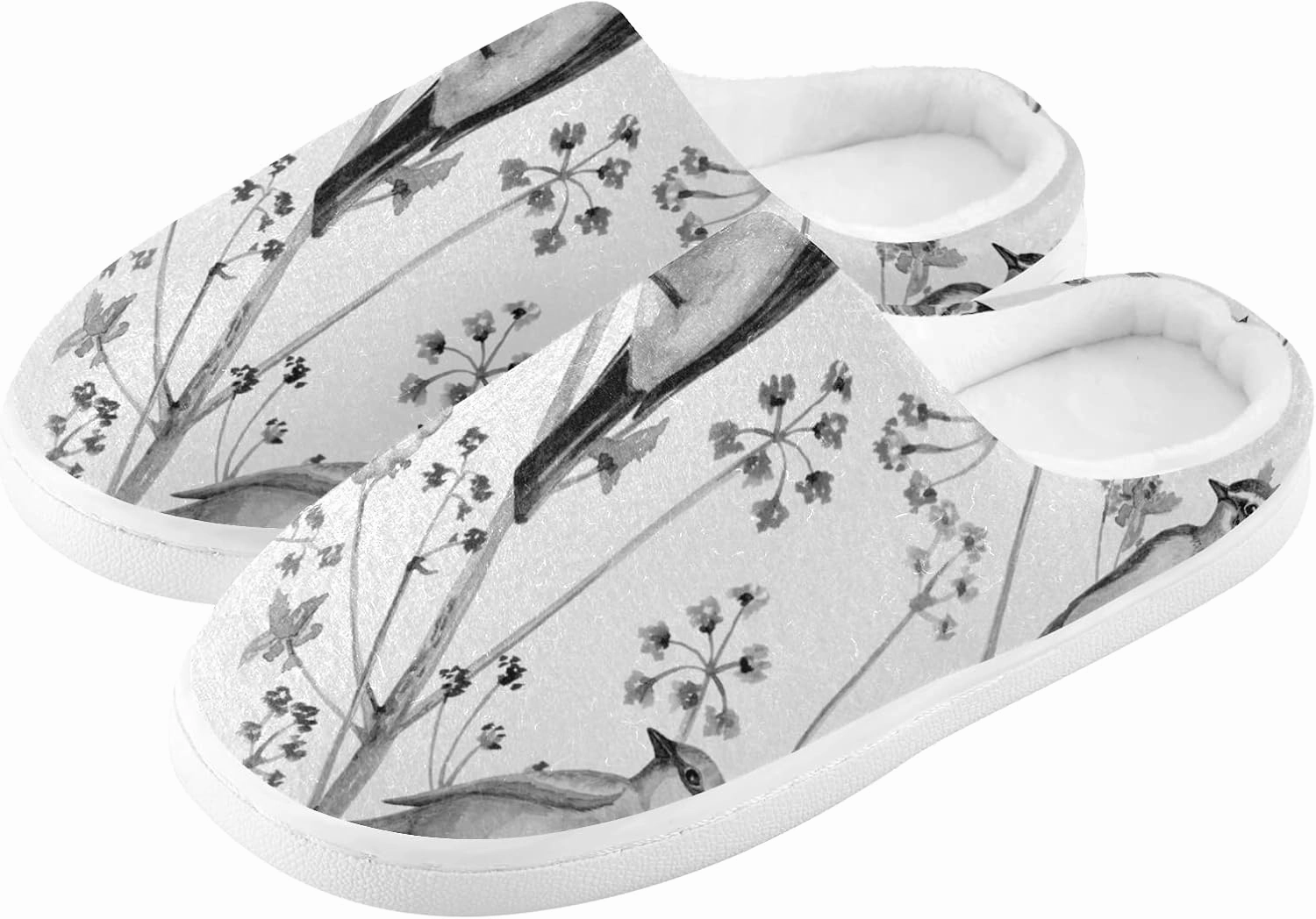 Unisex Memory Foam House Slippers Non-Skid Soft Warm Sole Coral Fleece Slip-on Closed Toe Hand Free Shoes for Bedroom Travel 6-17