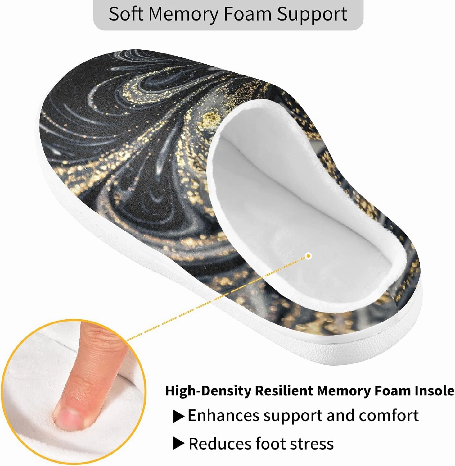 Unisex Memory Foam House Slippers Non-Skid Soft Warm Sole Coral Fleece Slip-on Closed Toe Hand Free Shoes for Bedroom Travel 6-17