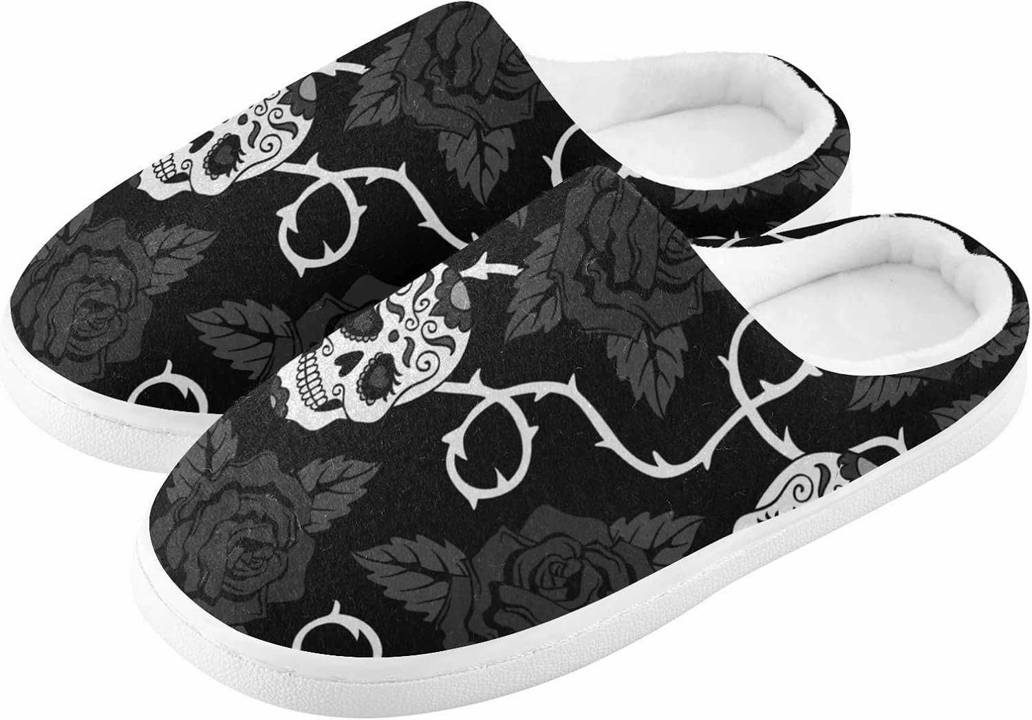 Unisex Memory Foam House Slippers Non-Skid Soft Warm Sole Coral Fleece Slip-on Closed Toe Hand Free Shoes for Bedroom Travel 6-17