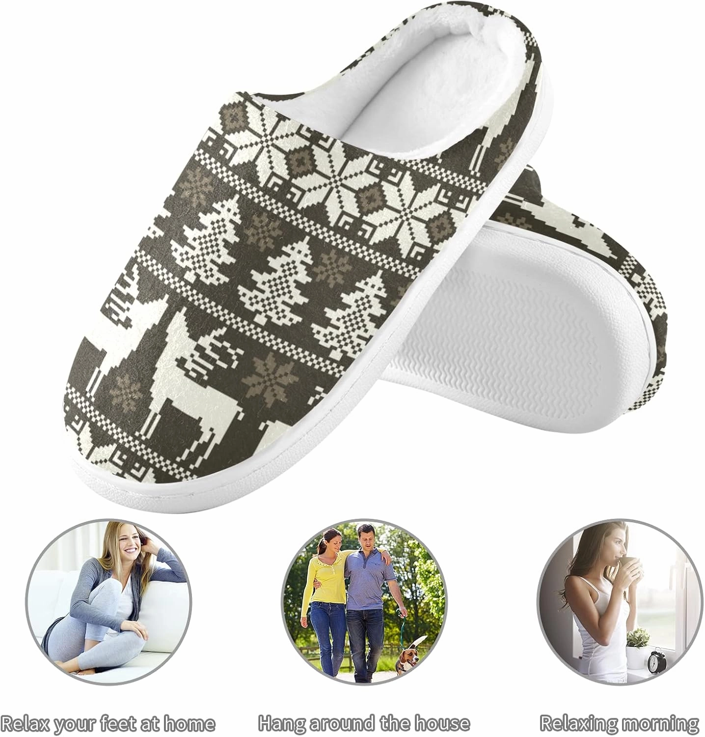 Unisex Memory Foam House Slippers Non-Skid Soft Warm Sole Coral Fleece Slip-on Closed Toe Hand Free Shoes for Bedroom Travel 6-17