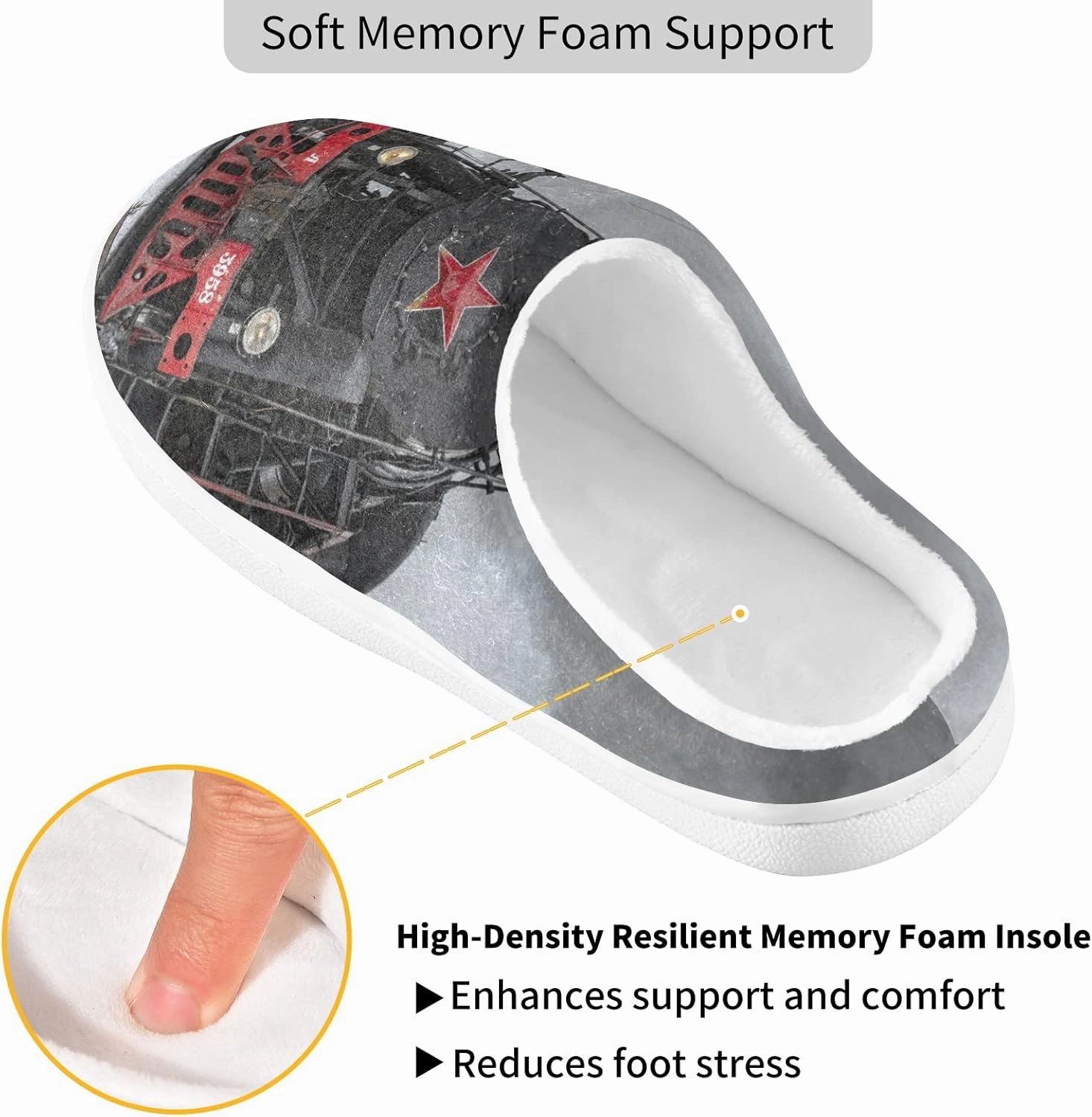 Unisex Memory Foam House Slippers Non-Skid Soft Warm Sole Coral Fleece Slip-on Closed Toe Hand Free Shoes for Bedroom Travel 6-17
