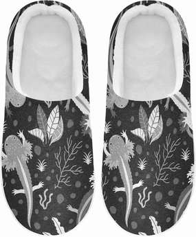 Unisex Memory Foam House Slippers Non-Skid Soft Warm Sole Coral Fleece Slip-on Closed Toe Hand Free Shoes for Bedroom Travel 6-17