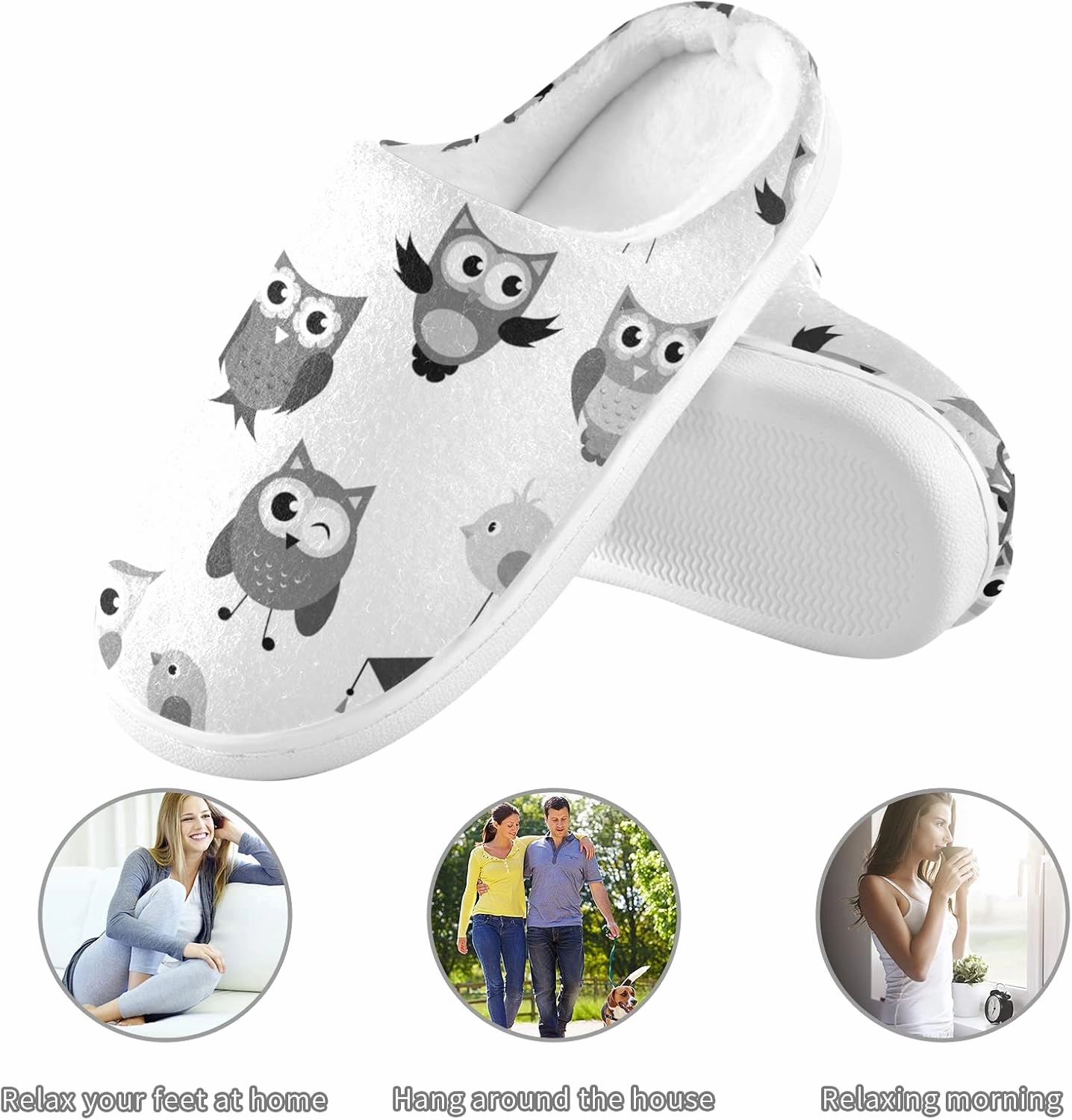 Unisex Memory Foam House Slippers Non-Skid Soft Warm Sole Coral Fleece Slip-on Closed Toe Hand Free Shoes for Bedroom Travel 6-17
