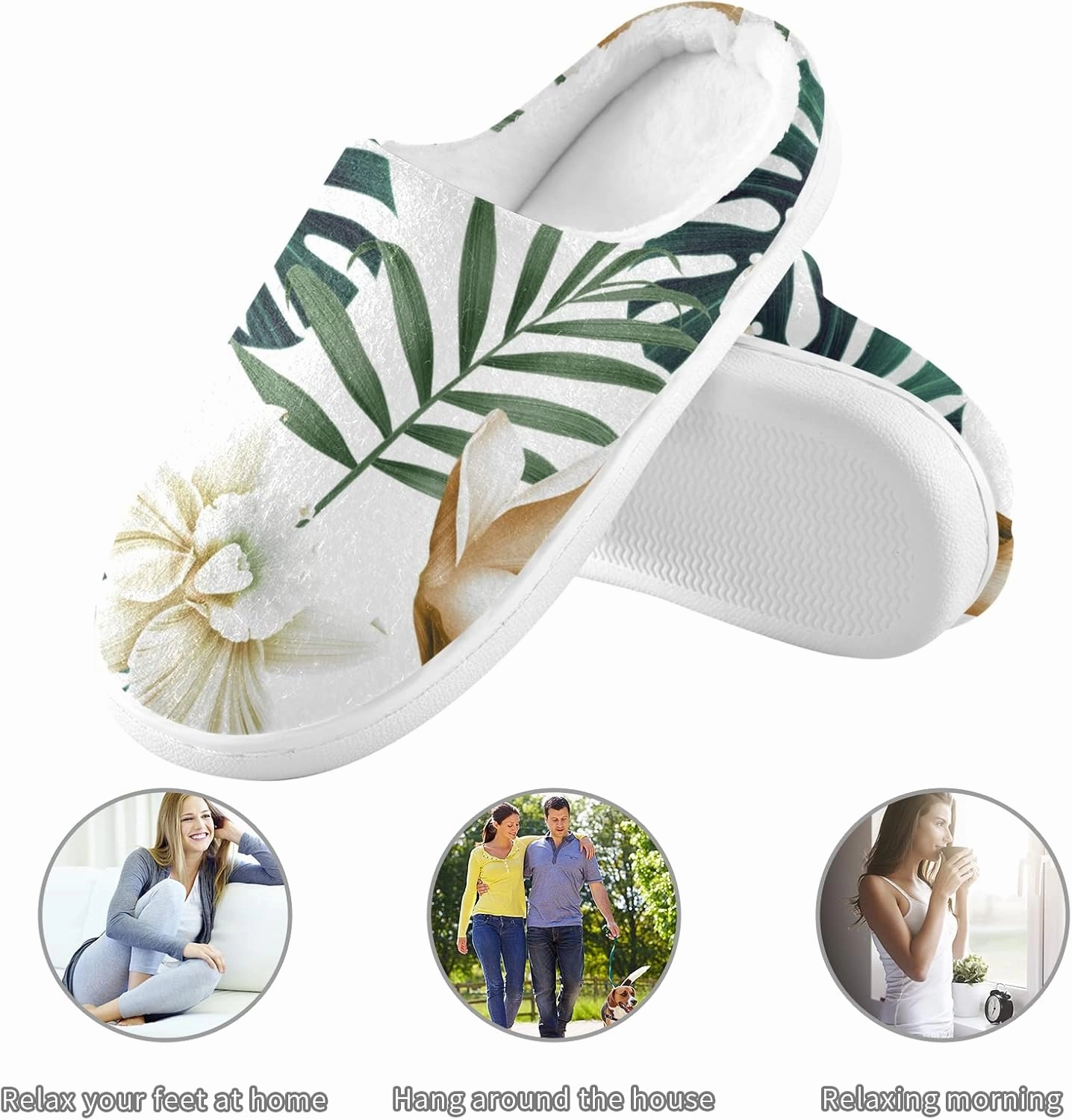 Unisex Memory Foam House Slippers Non-Skid Soft Warm Sole Coral Fleece Slip-on Closed Toe Hand Free Shoes for Bedroom Travel 6-17