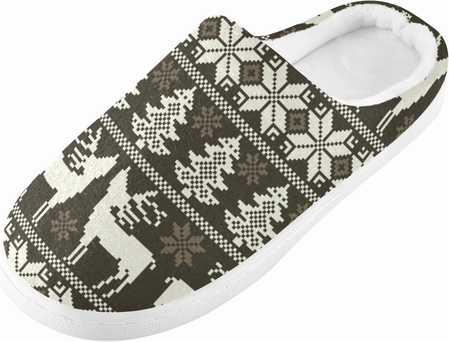 Unisex Memory Foam House Slippers Non-Skid Soft Warm Sole Coral Fleece Slip-on Closed Toe Hand Free Shoes for Bedroom Travel 6-17