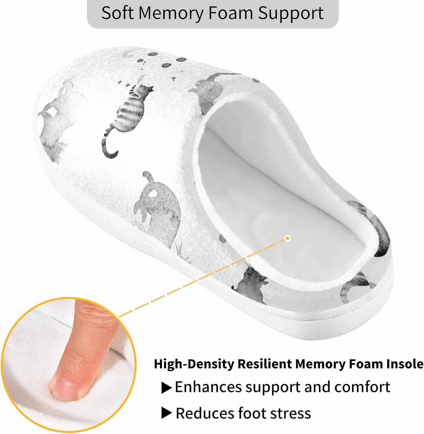 Unisex Memory Foam House Slippers Non-Skid Soft Warm Sole Coral Fleece Slip-on Closed Toe Hand Free Shoes for Bedroom Travel 6-17